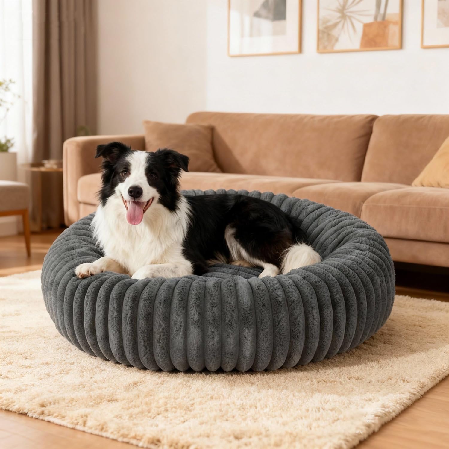 Detalle de SHJOEE Flauschiges Haustierbett Rundes Donut