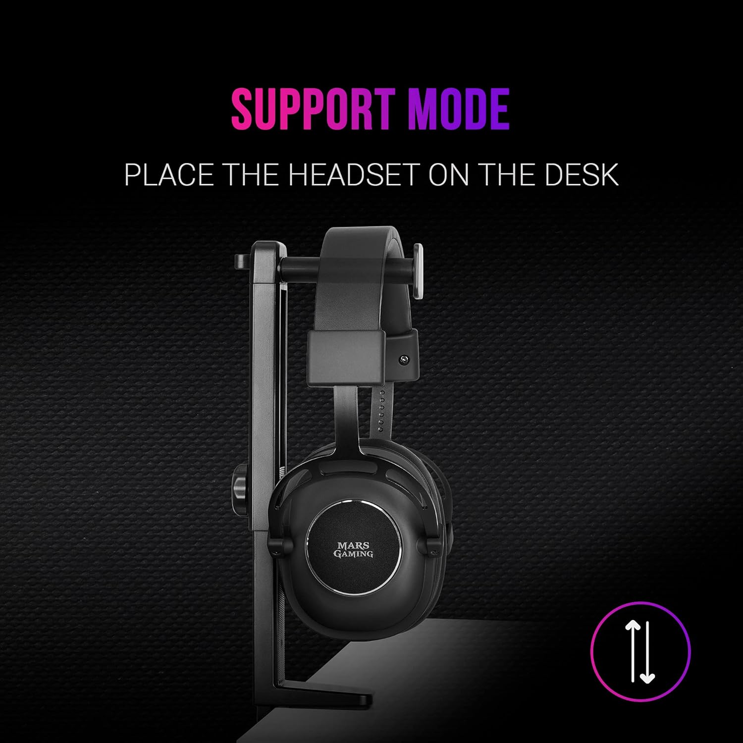 Thumbnail 3 de Mars Gaming MHH2 : support de casque à double mode (crochet ou stand) pour gérer les câbles