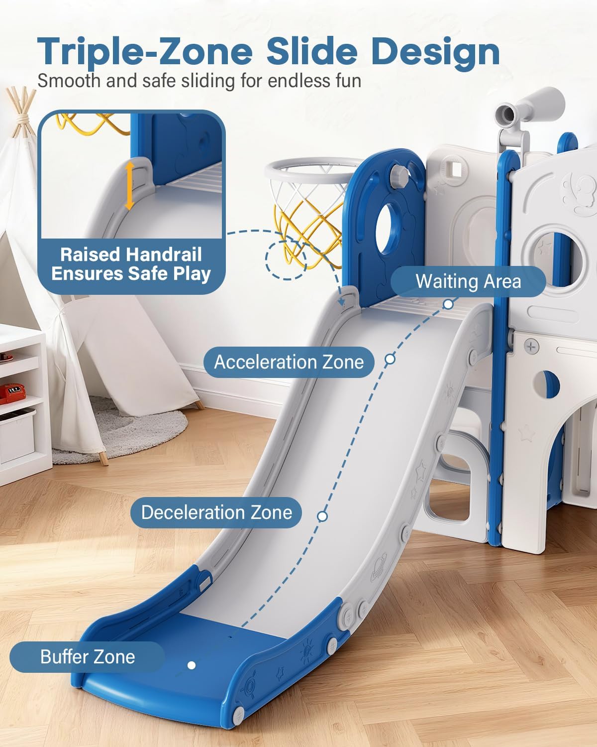 Thumbnail 2 de Babytronic Toddler Slide (8 in 1) with Basketball Hoop, Telescope & Climber for Ages 1–3