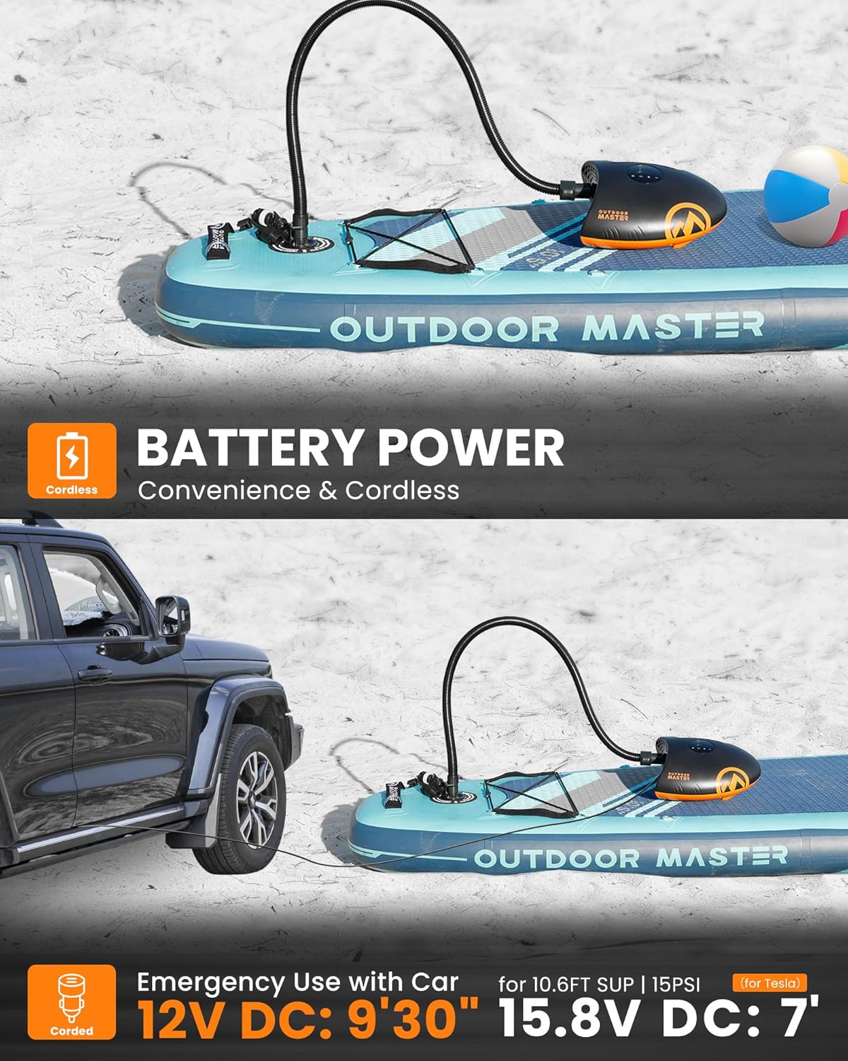 Thumbnail 4 de OutdoorMaster Shark 2S electric SUP air pump with 88.8Wh rechargeable battery (up to 20PSI, Type-C/12V input)