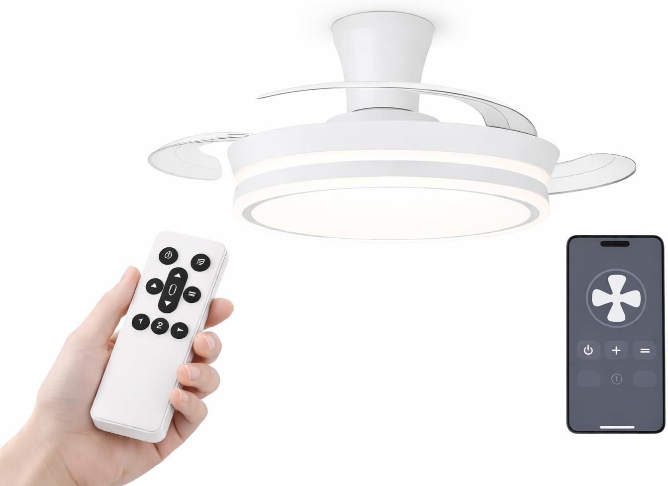 Thumbnail 2 de Ventilador de techo con luz LED y APP móvil TODOLAMPARA.COM TRACE blanco (DC, retráctil y atenuable)