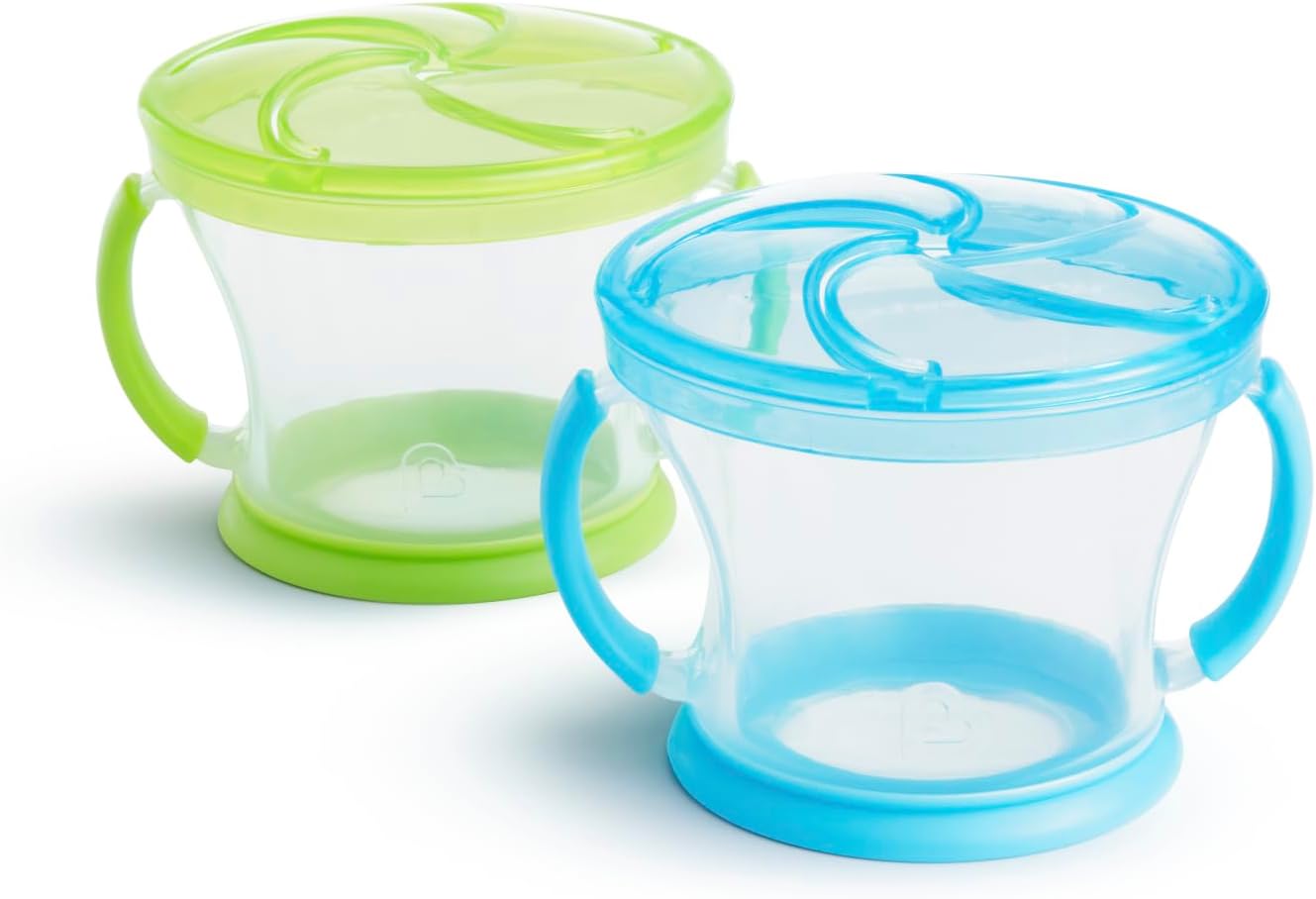 Detalle de Munchkin 2 Piece Snack Catchers: Toddler Snack Box & Baby Weaning Pot (Blue/Green)