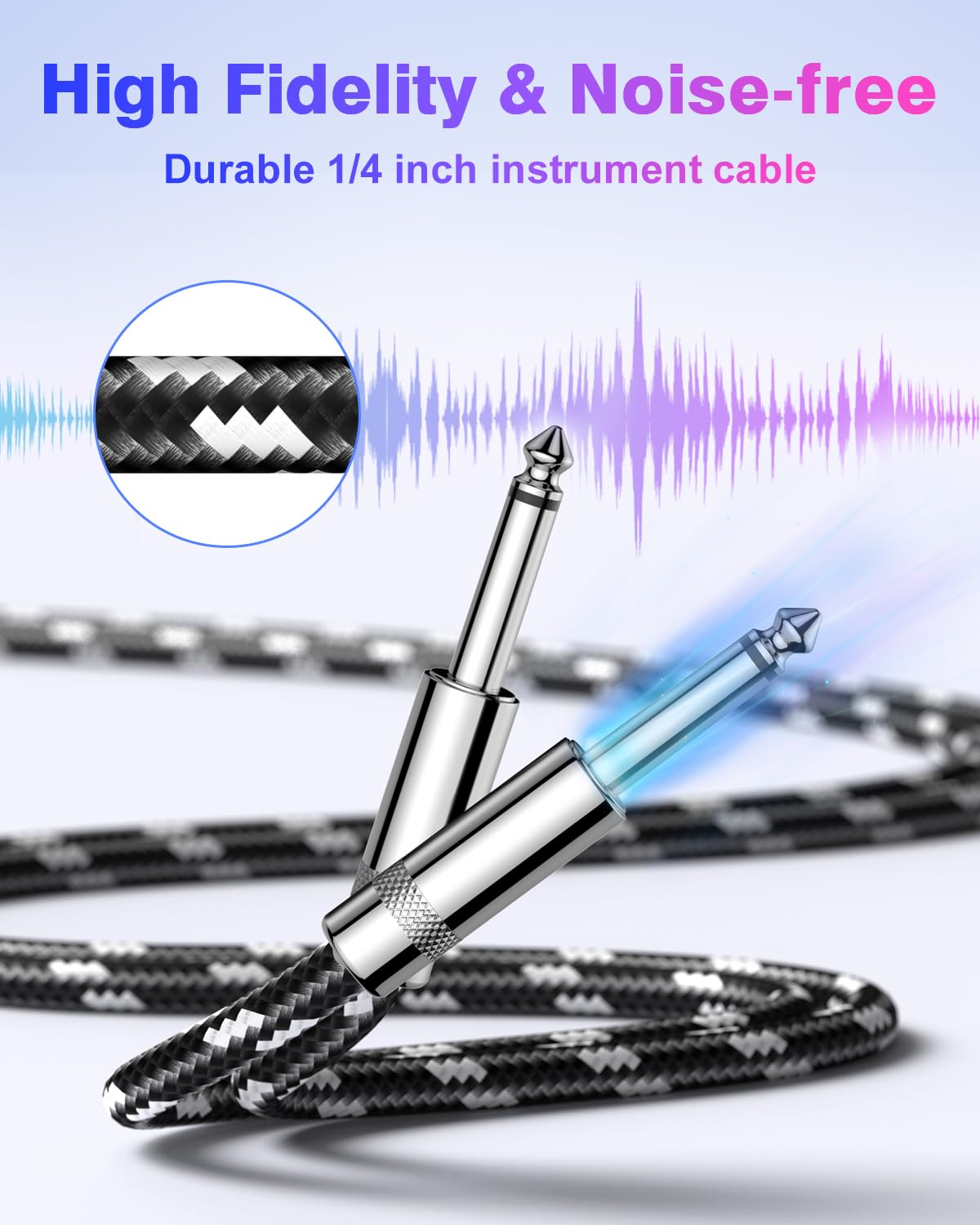 Thumbnail 4 de New Bee JT6M 20 ft Guitar Cable, Braided 1/4-Inch Straight-to-Straight