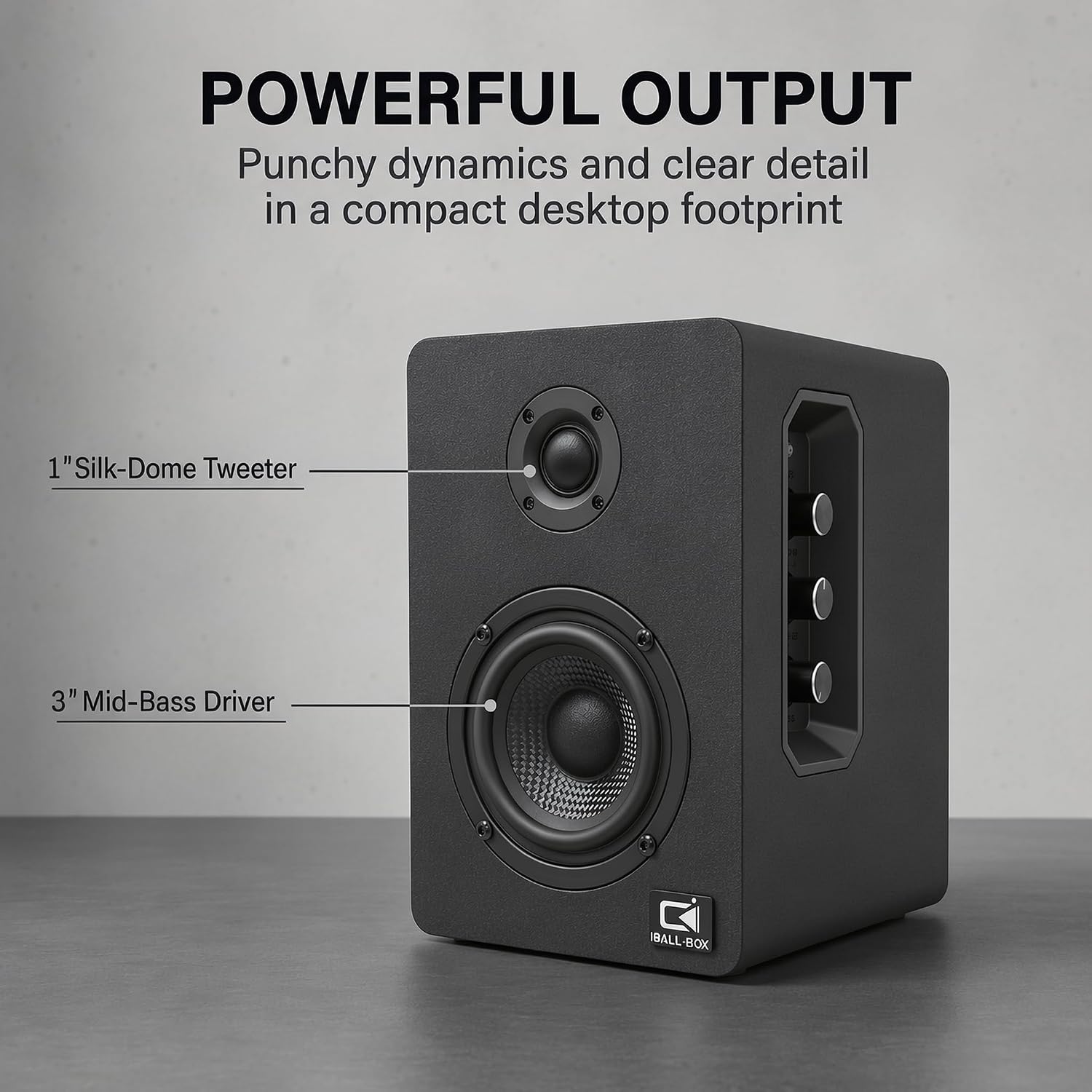 Detalle de IBALL·BOX H1 Powered Computer Speakers, 60W Stereo with Bluetooth 5.3