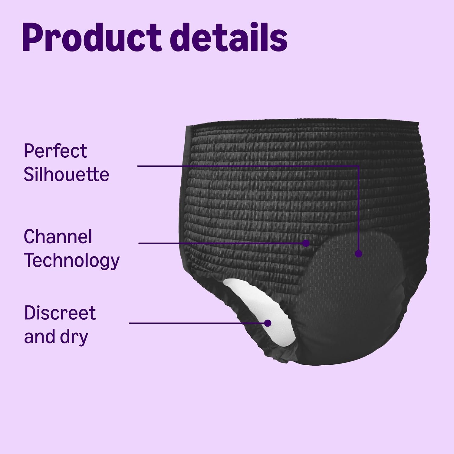 Detalle de By Amazon Lady Pants Plus Large – 40 Count (4 Packs of 10), Black