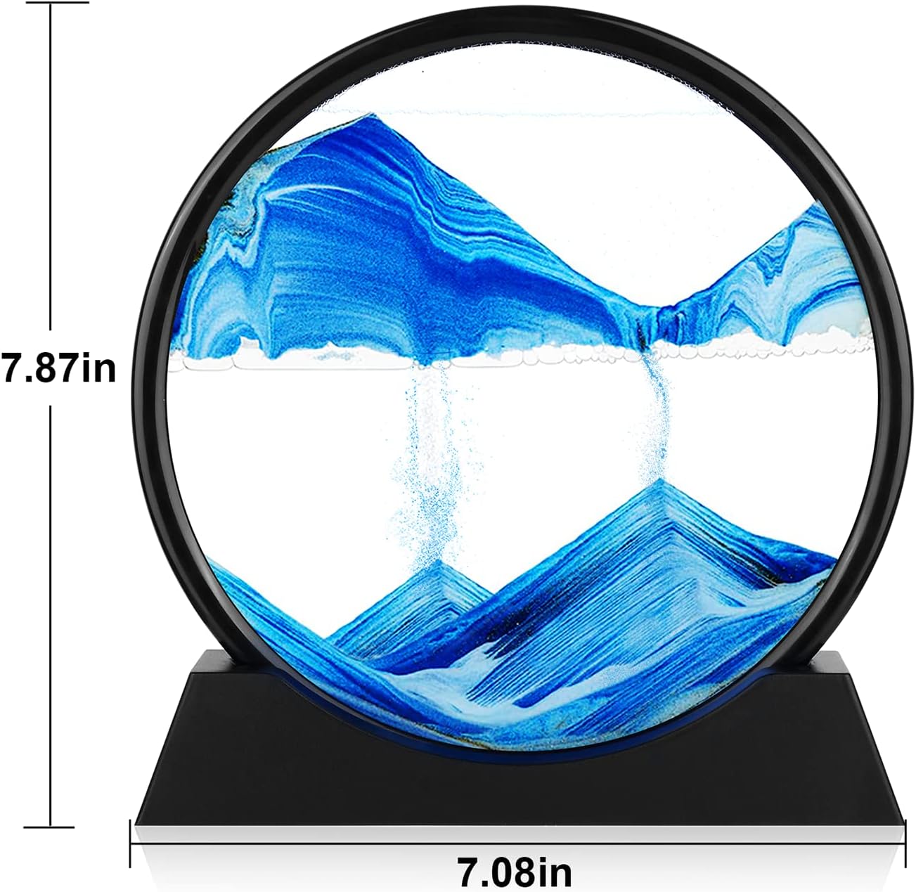 Thumbnail 1 de Herecanli Moving Sand Art Picture - 3D Quicksand Round Glass (Blue, 7 in)