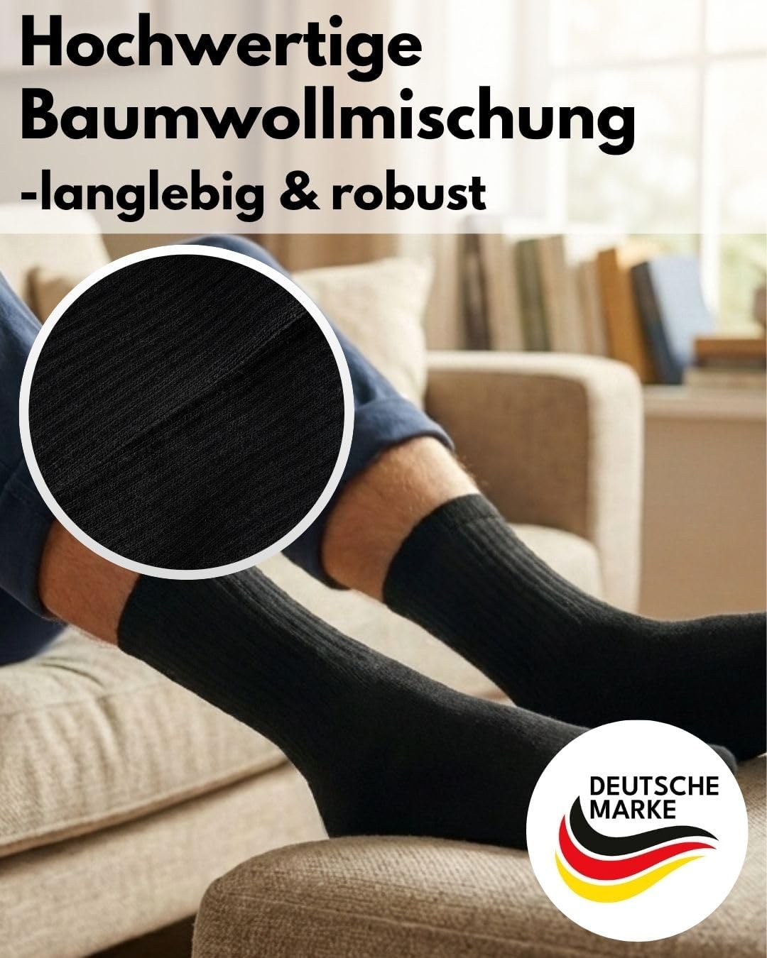 Detalle de sockenkauf24 Herren Tennissocken (6 Paar) – Sportsocken mit verstärkter Ferse & Fußspitze