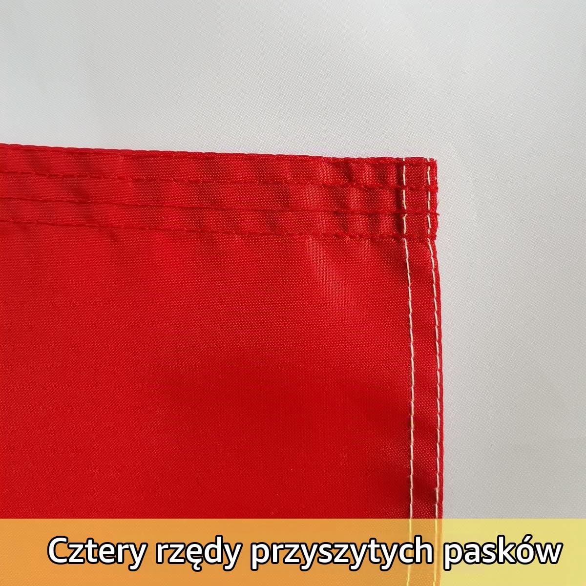 Detalle 2 de TCTOHZNG lj0055 – flaga Polski 90 × 150 cm, szyte pasy, mosiężne oczka