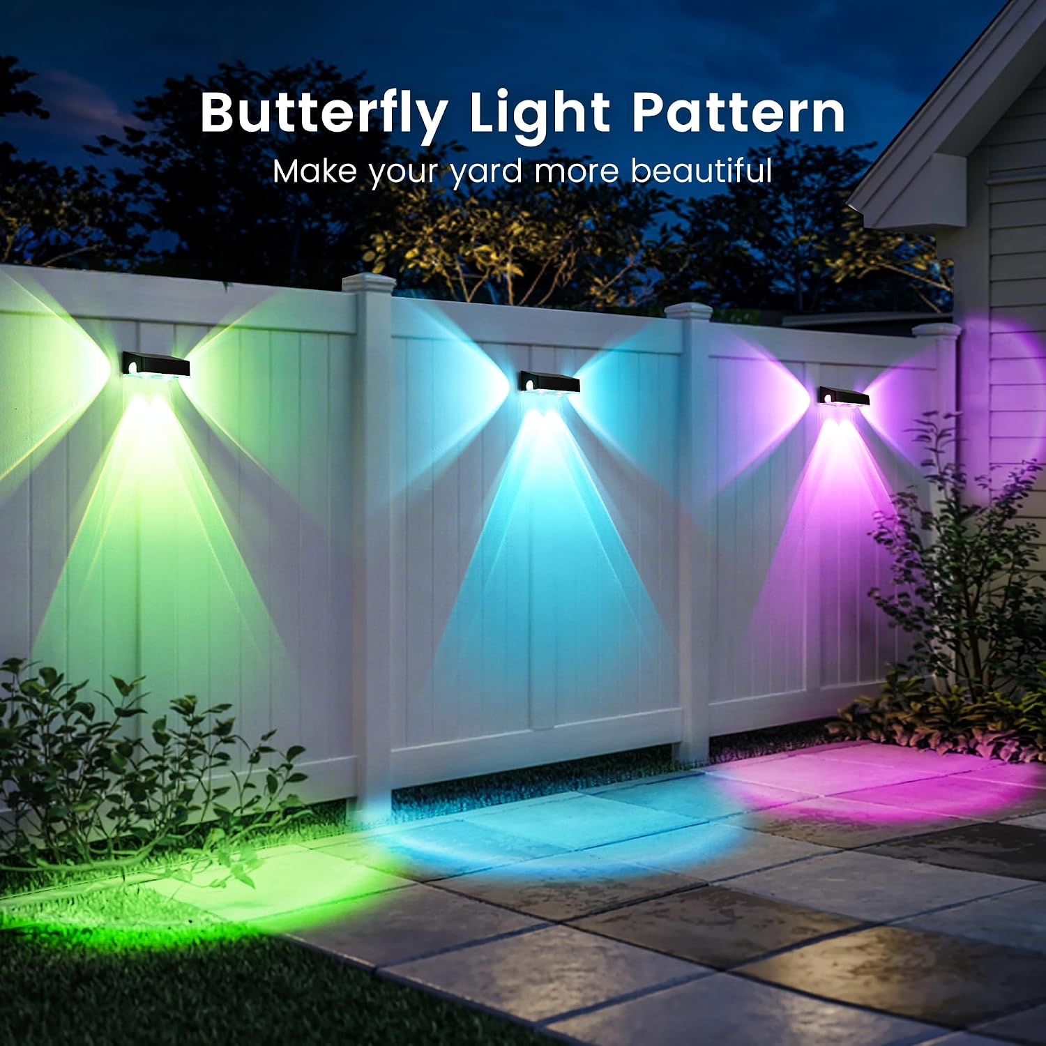 Detalle de ESUNYD 10541 Solar Fence Lights, 6-Pack RGB Waterproof Wall-Mount LEDs