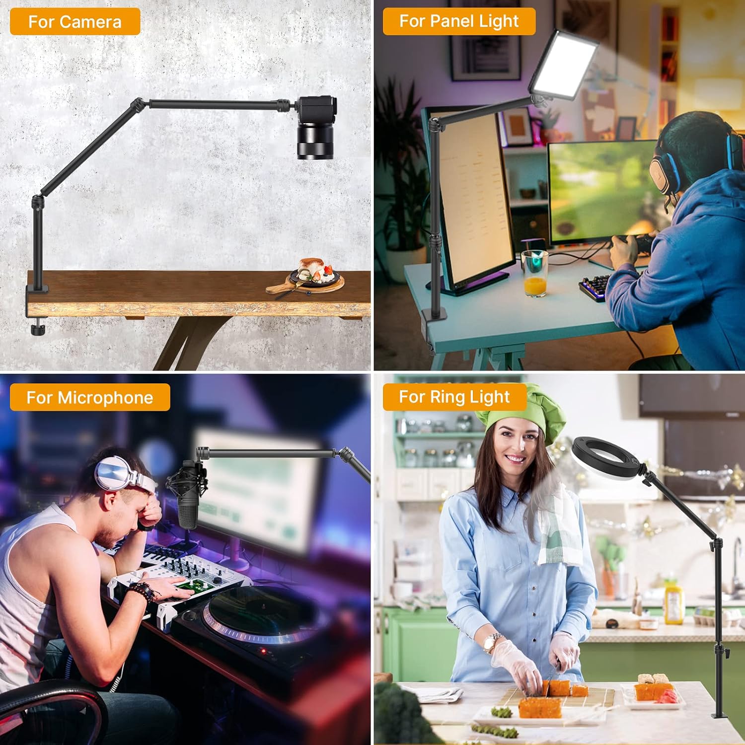 Thumbnail 5 de ULANZI LS08 Overhead Camera Mount: 3-Section Desk Arm for Camera, Microphone and More