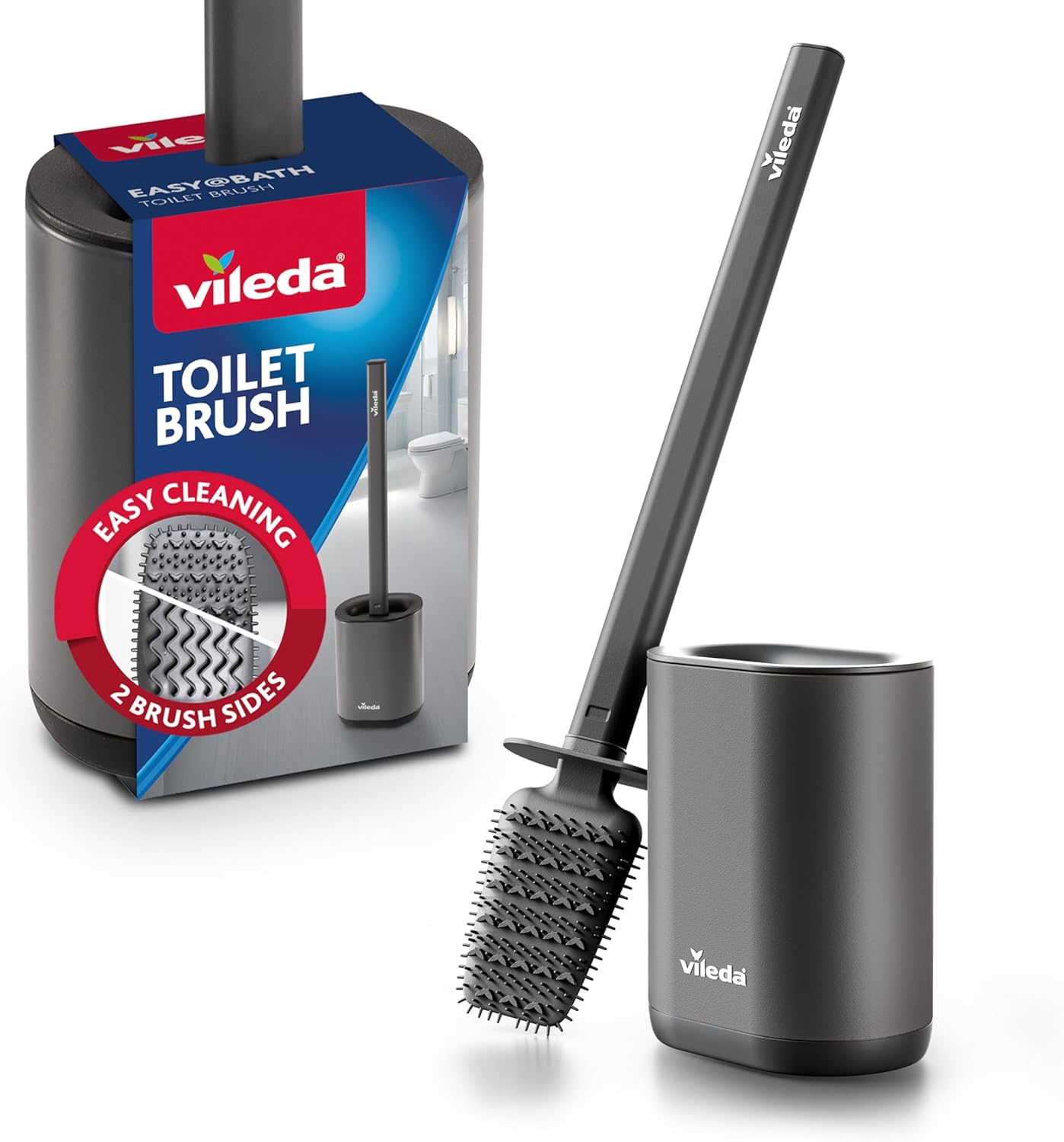 Thumbnail 6 de Vileda Scopino WC in Silicone 2in1 con Porta Scopino – Testa Flessibile, Manico in Acciaio Inox Antiruggine, Grigio