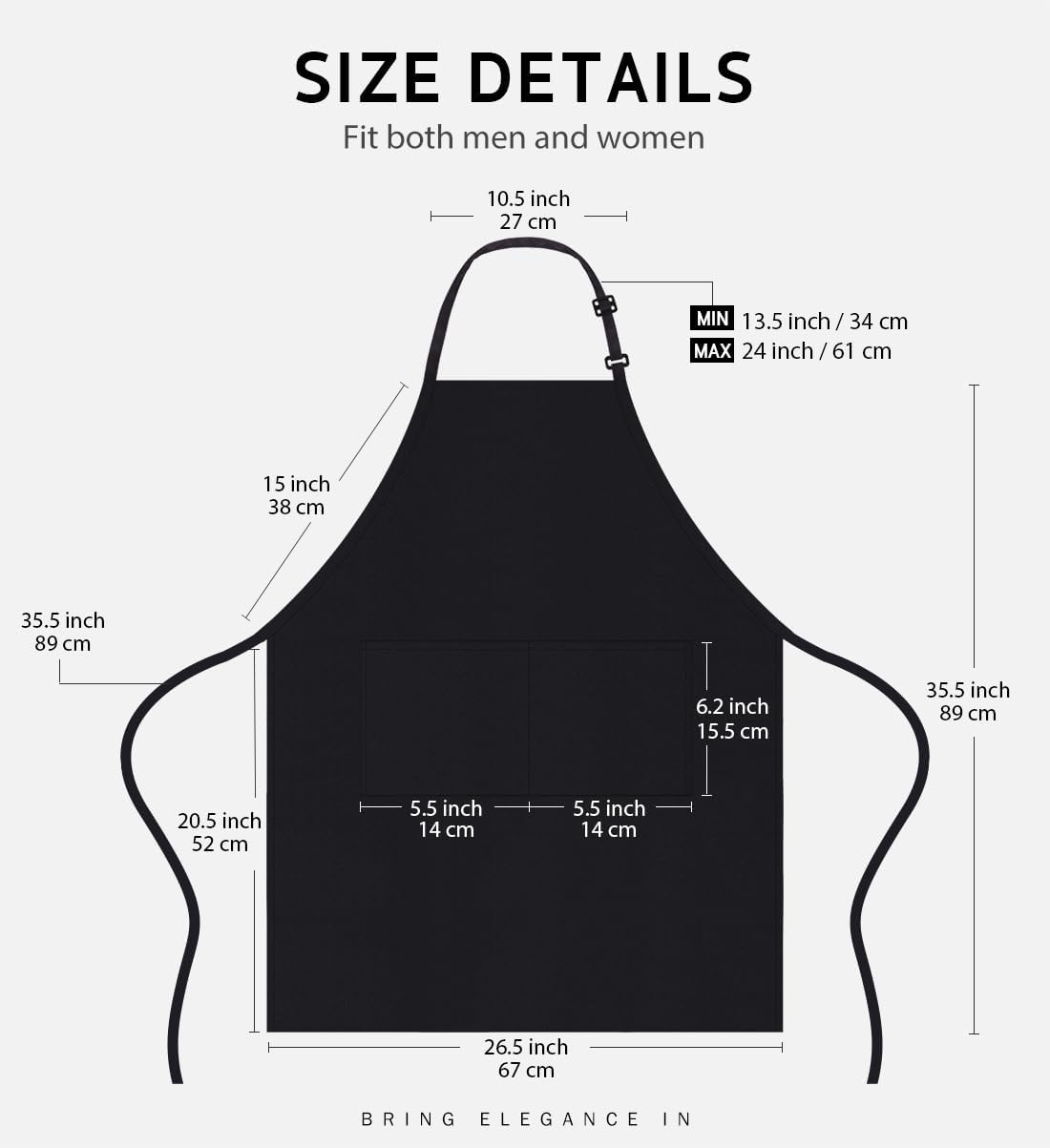 Detalle 2 de Syntus Adjustable Bib Apron 26.77×33.07 in
