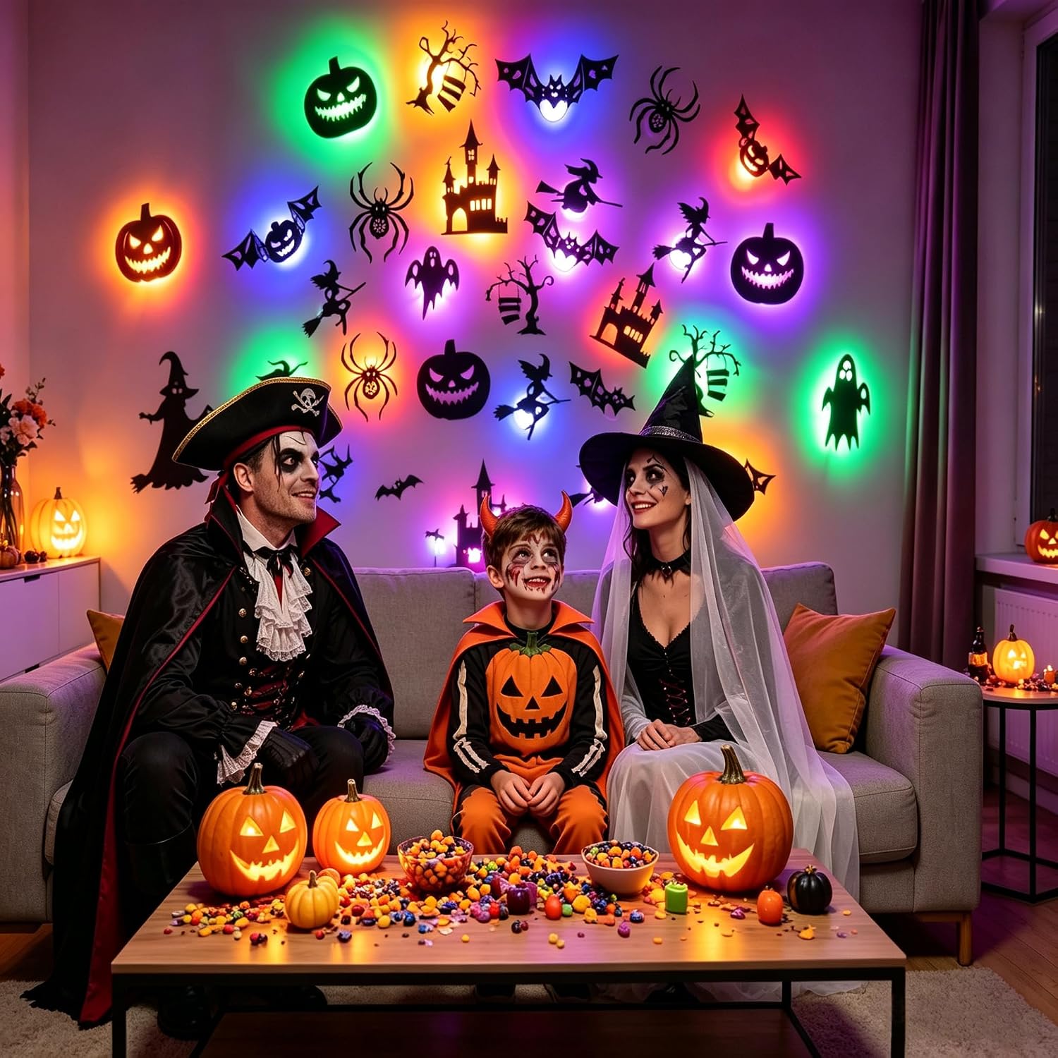 Detalle 2 de KUKUTrue WSJXCDZ629 Halloween-leddecoraties, 30 stuks met meerkleurig knipperlicht