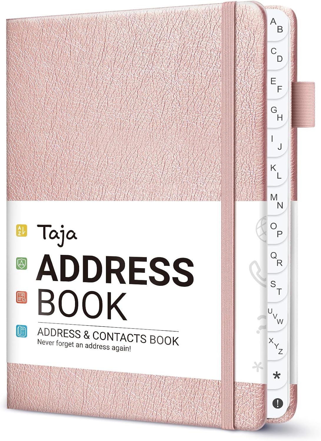 Detalle de Taja 2LE0908-BG-203 Address Book with A–Z Tabs, Large Print, Rose Gold