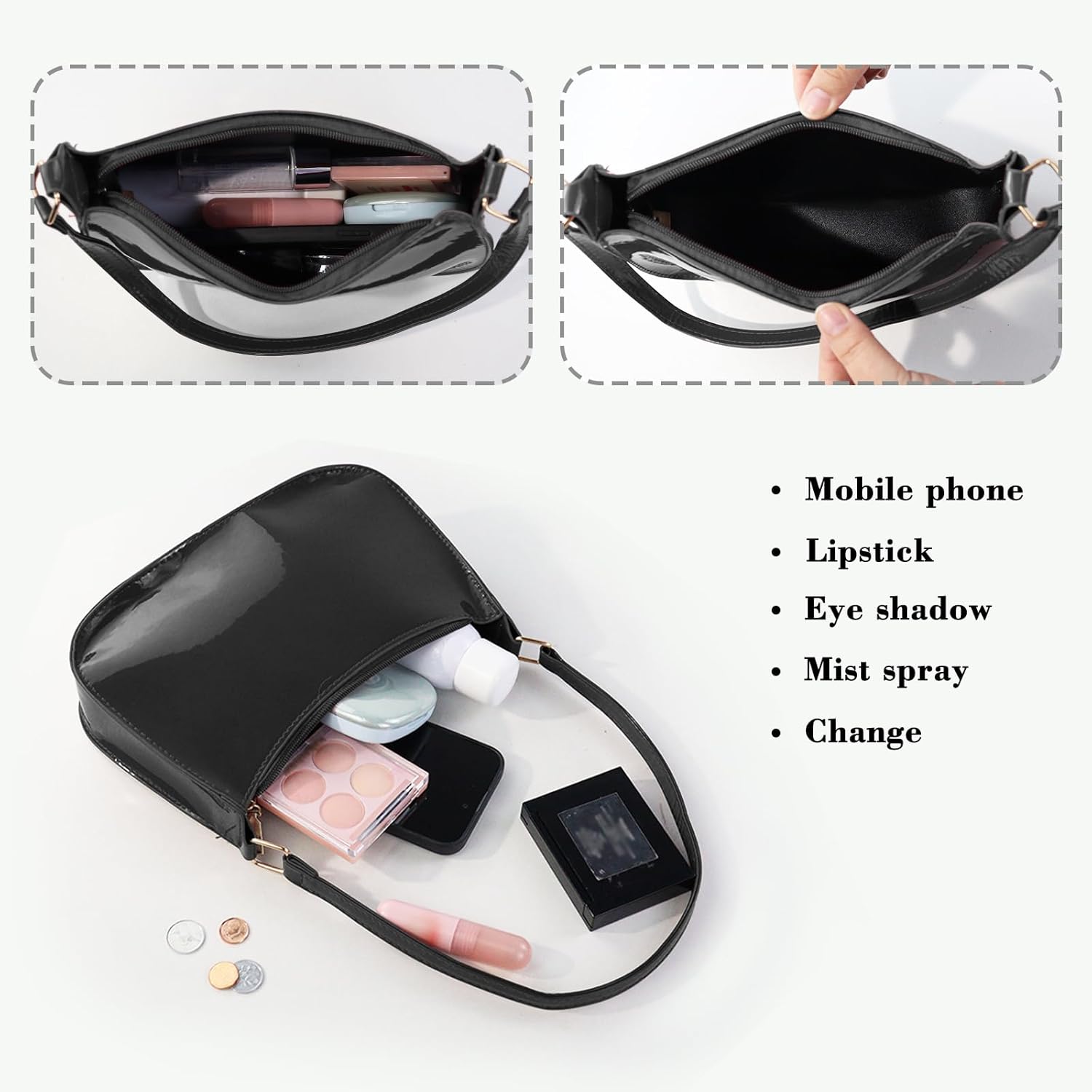 Thumbnail 4 de Energather Kleine Schultertasche Damen – PU-Handtasche mit Reißverschluss für Reisen, Arbeit & Verabredungen