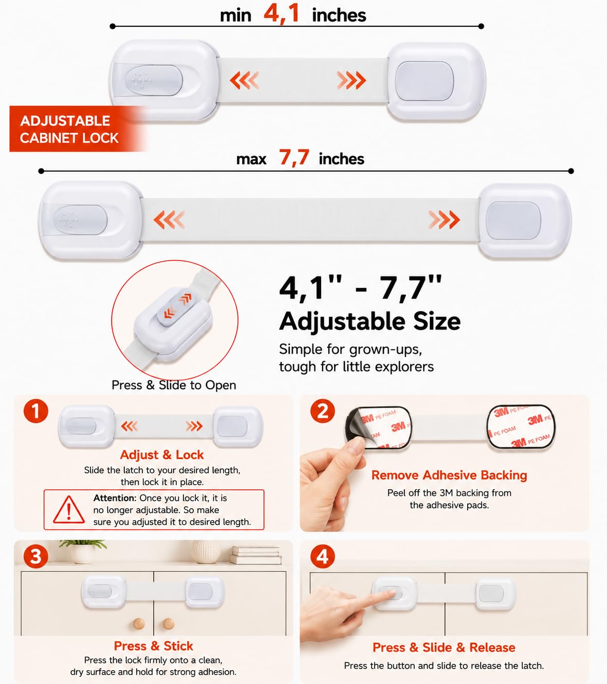 Detalle de CUTESAFETY Cabinet Locks 10-Pack