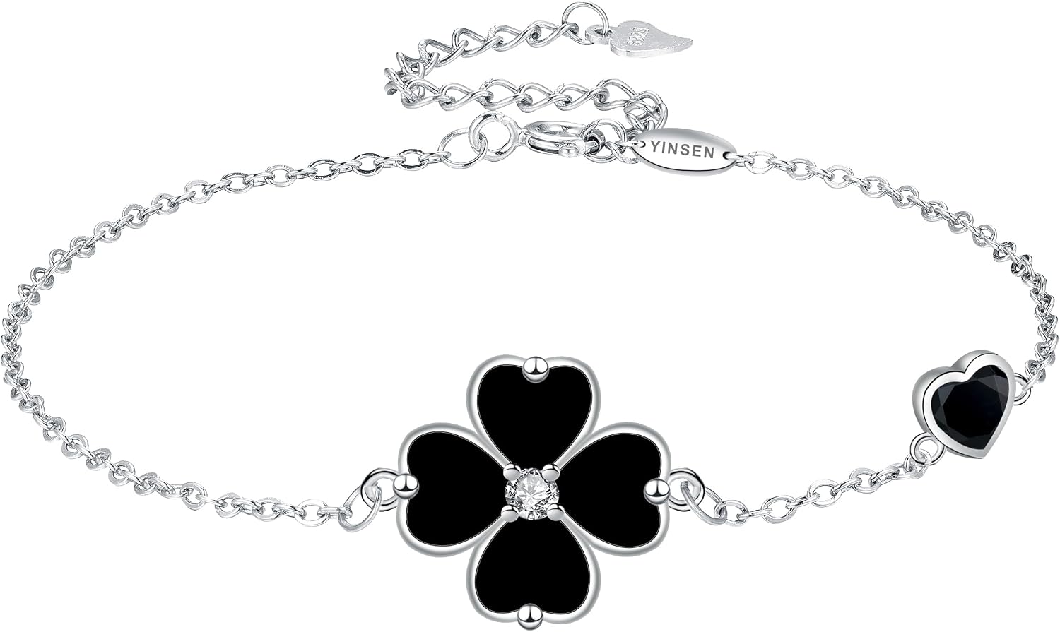 Detalle de Yinsen Kleeblatt-Armband Damen aus 925 Sterling Silber (glücksbringe) in Geschenkbox