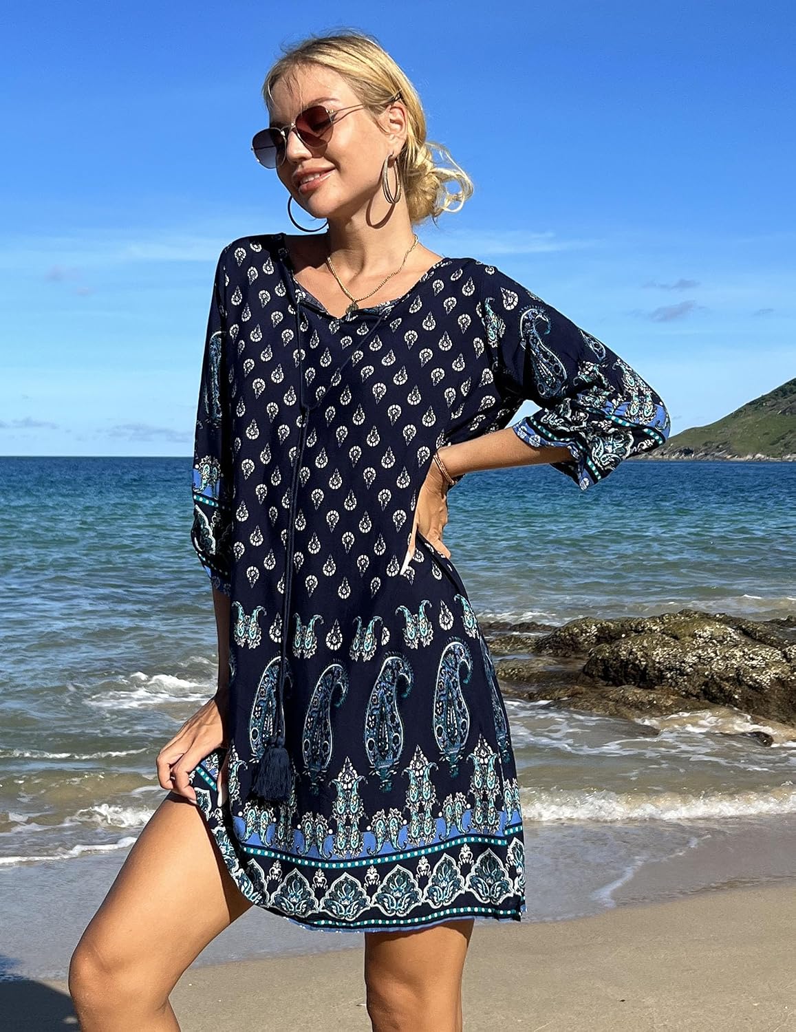 Detalle 2 de Zeagoo Sommerkleid Boho Tunika