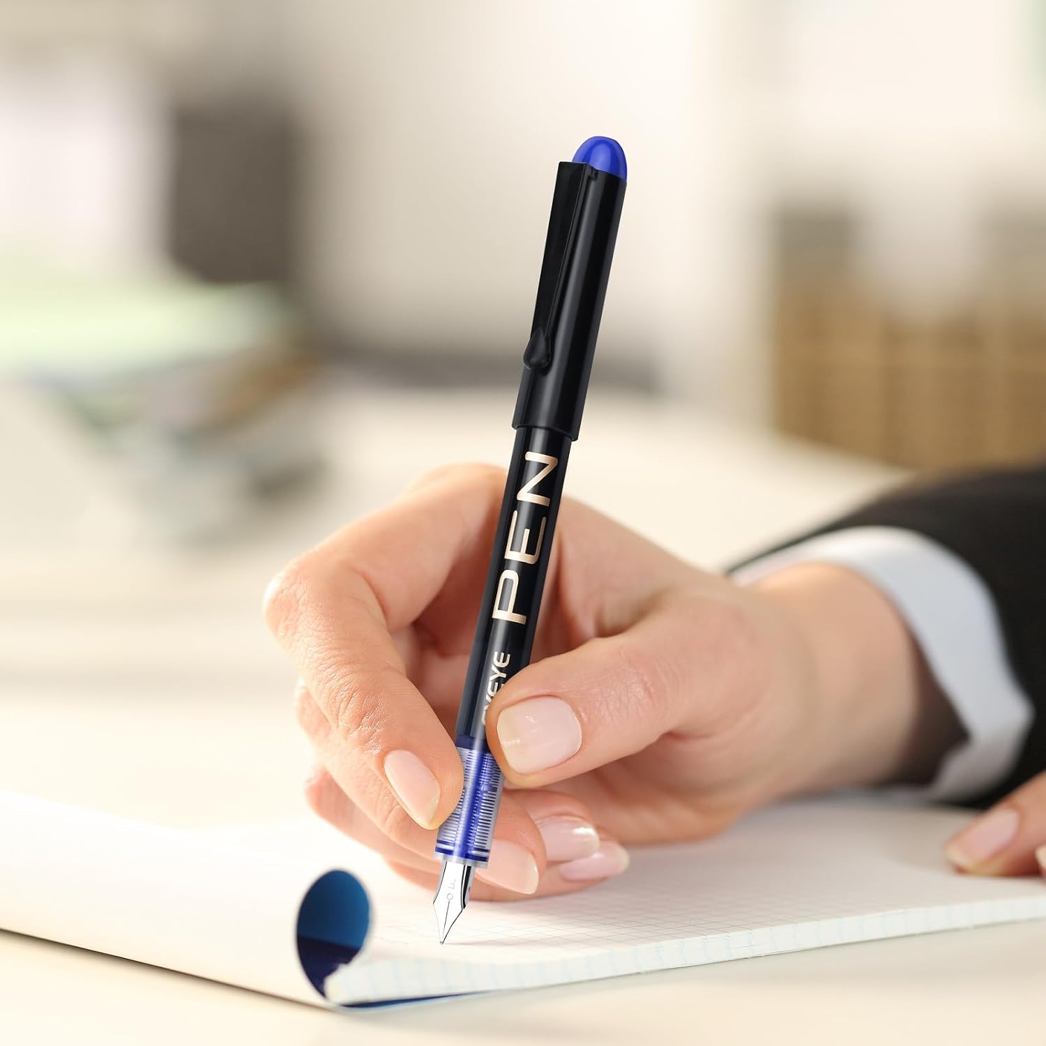 Thumbnail 1 de EYEYE FP10 Disposable Fountain Pens, Fine 0.5 mm Stainless Steel Nib, Blue Ink, 9-Pack