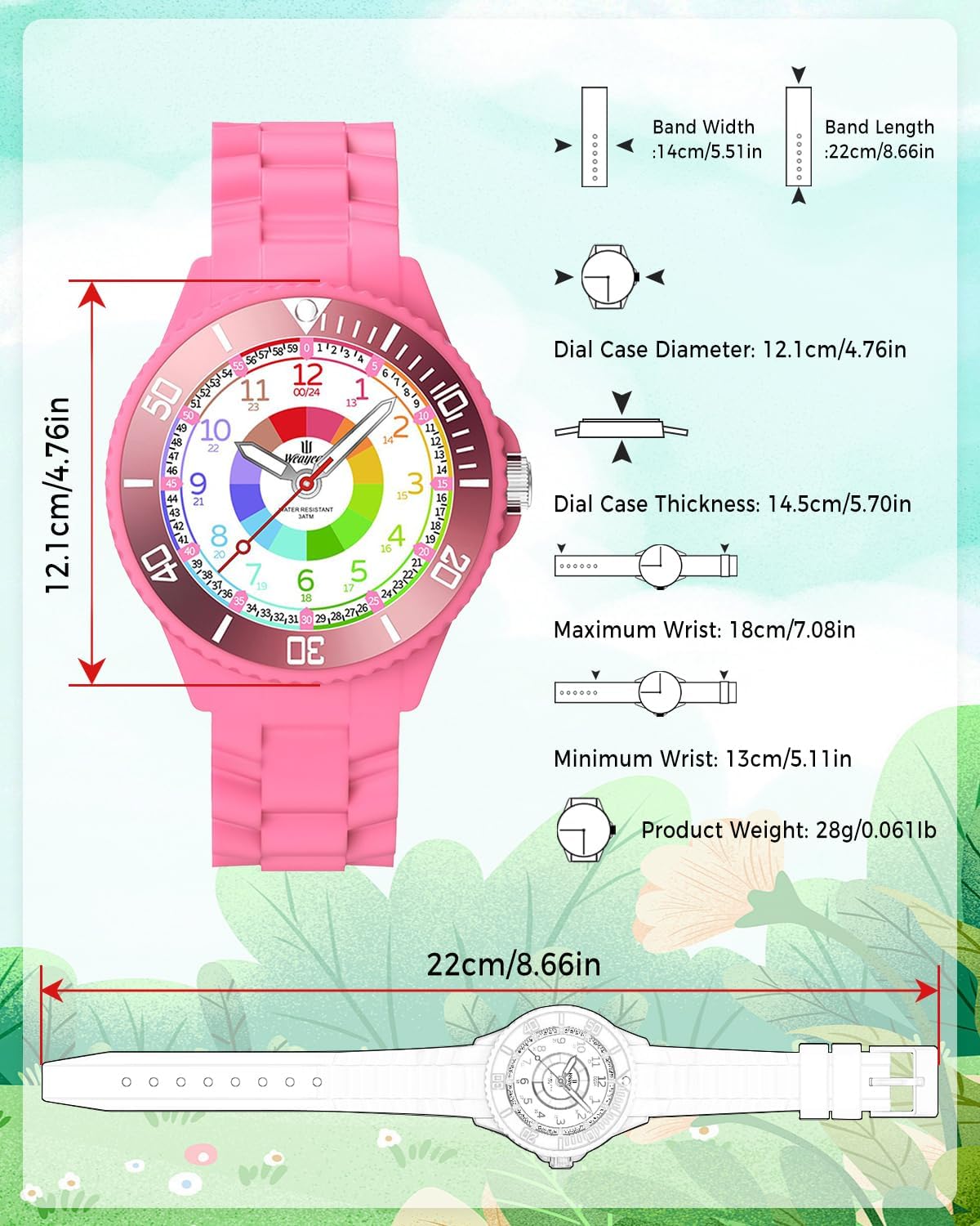 Detalle 1 de Weayege Kinderuhr Lernzeit 3ATM