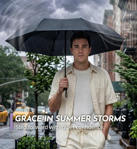 Thumbnail 5 de LILAC Windproof Automatic Umbrella, Strong 7 Ribs Compact Travel Brolly