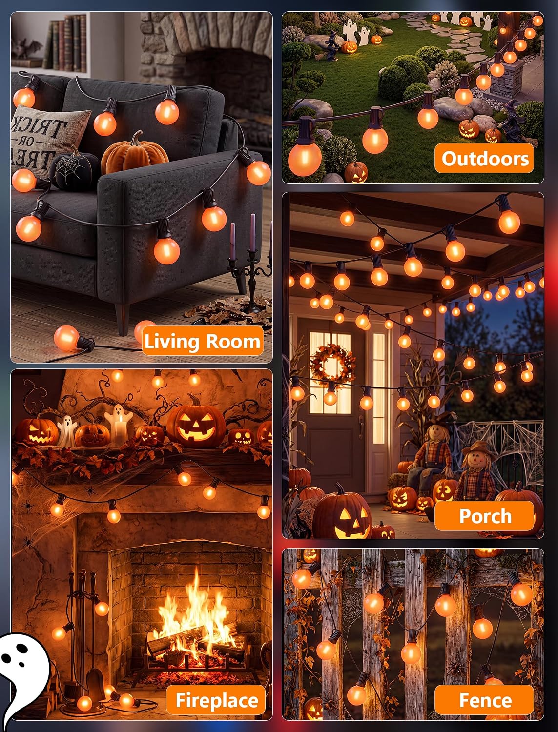 Thumbnail 6 de Orange LED Outdoor String Lights 25-Foot
