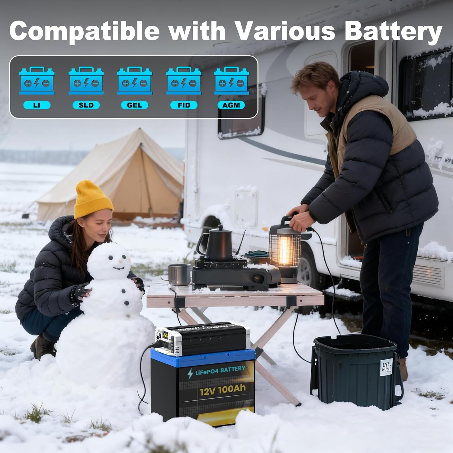 Thumbnail 4 de 3000W Pure Sine Wave Inverter: 12V DC to 110V AC with Dual LCD Remote, USB-C, and 3 Outlets for RV/Off-Grid