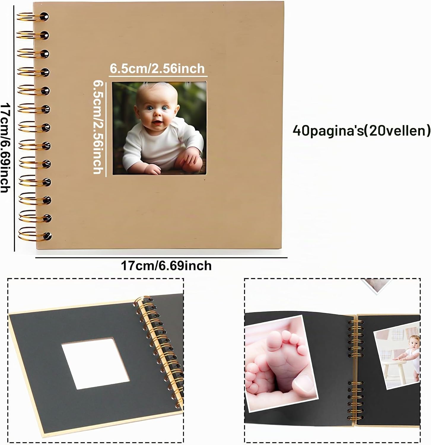 Detalle 2 de Rayconup 001 fotoalbum met ringband, 40 pagina's en personaliseerbaar voorvenster