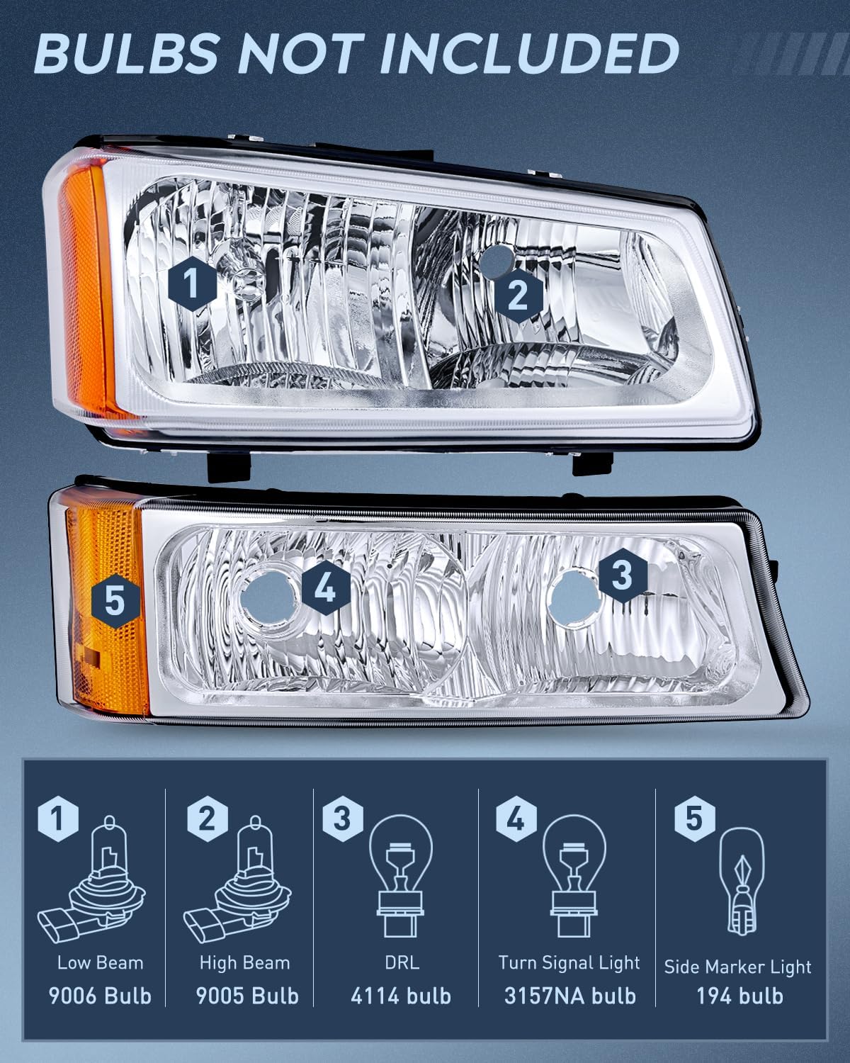 Detalle 2 de Nilight Headlight Assembly for Chevy Silverado 2003–2006