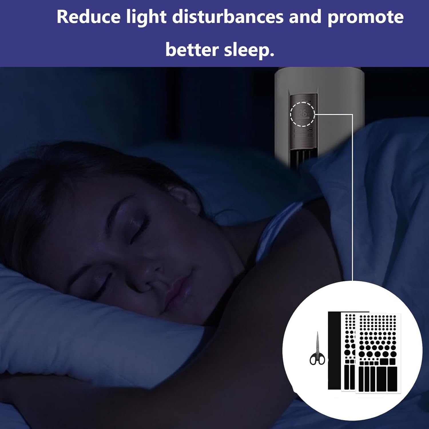 Detalle de Light Blocking LED Covers: Blackout Stickers for Electronics (2 Cut Out + 1 Uncut)