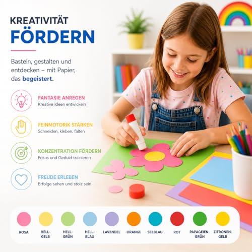 Detalle de 100x Buntes Papier A4 120 g/m² von TK Gruppe Timo Klingler – Bastelpapier bunt
