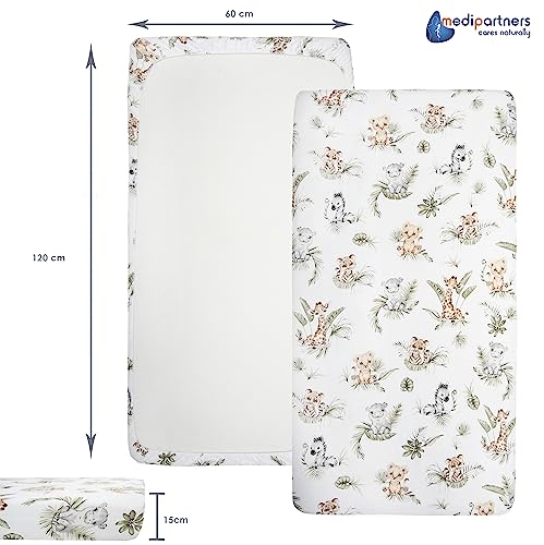 Detalle de Medi Partners Drap Housse 60x120 pour Bébé – 100% Coton, ajuste sécurisé et douceur durable (Safari)
