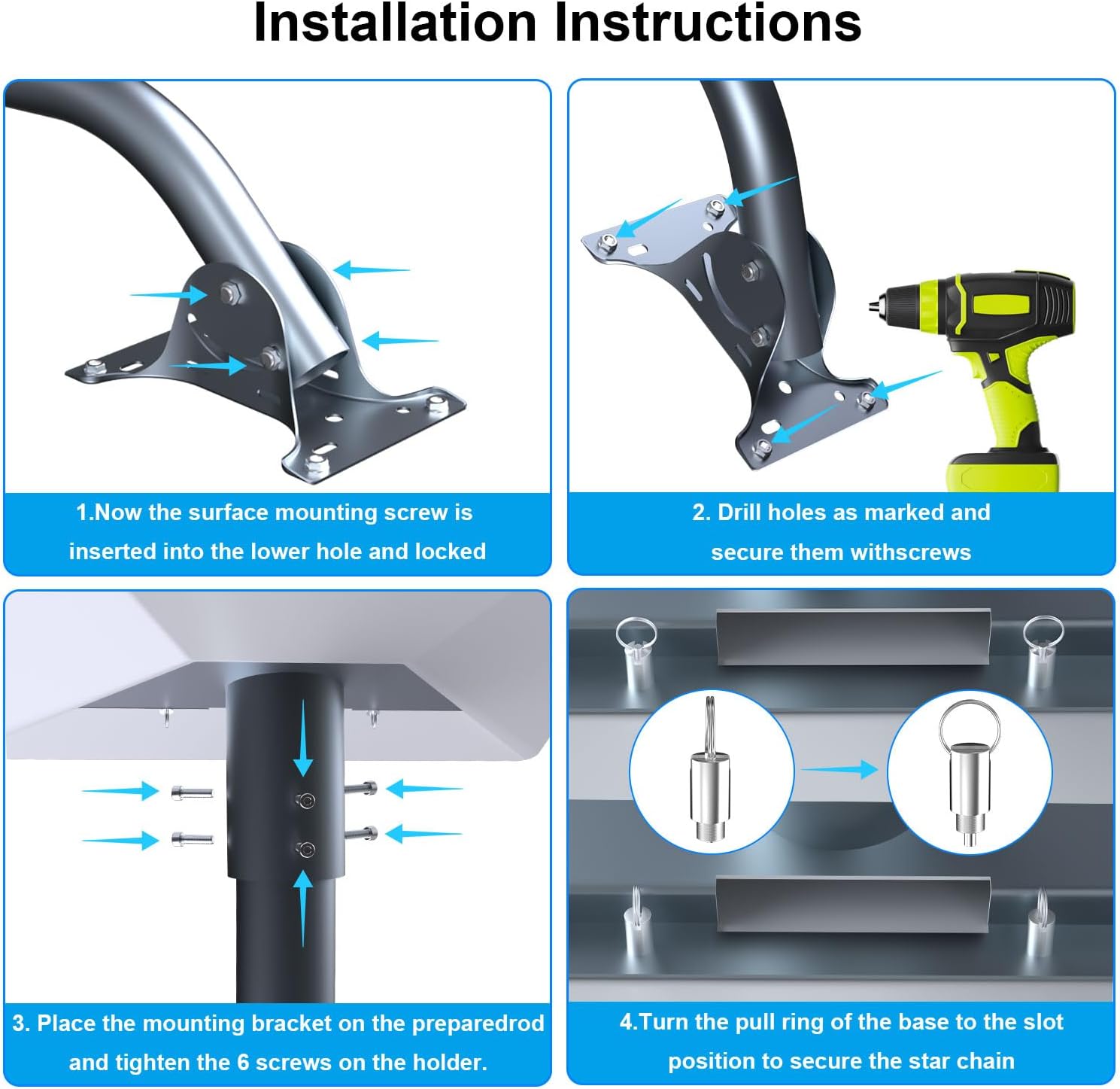 Thumbnail 6 de Starlink Gen 3 Roof Mount: Metal Alloy Mounting Kit with 360° Pipe Adapter (Angle Adjustable, Curved)