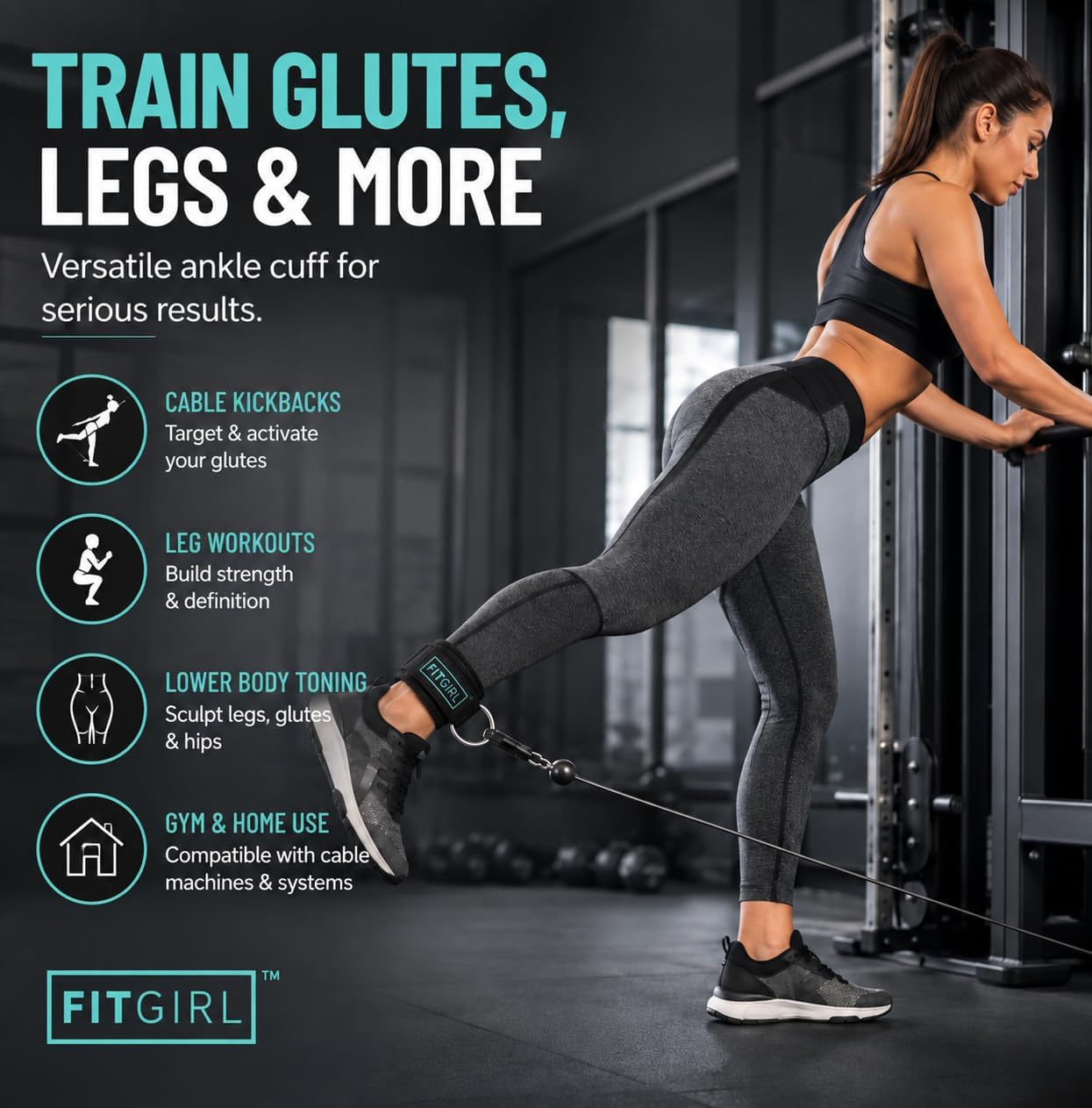 Detalle 2 de FITGIRL Ankle Strap for Cable Machine for Glute Kickbacks