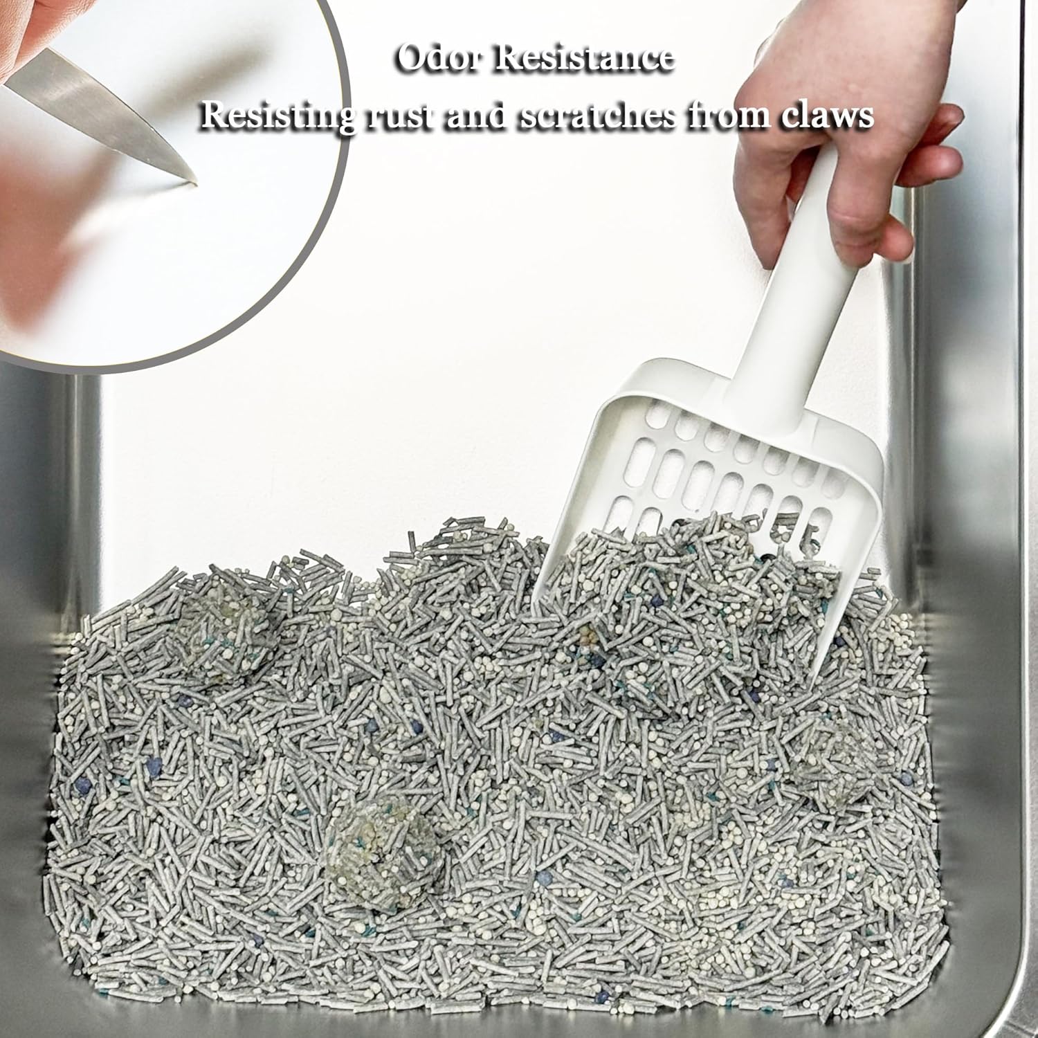 Detalle de Vealind Stainless Steel Open Cat Litter Tray (Heavy Duty, 60L)