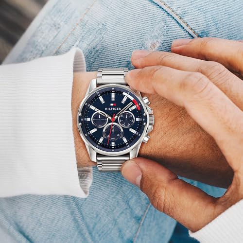 Detalle de Tommy Hilfiger Analogue Multifunction Quartz Watch for Men with Silver Stainless Steel Bracelet (1791788)