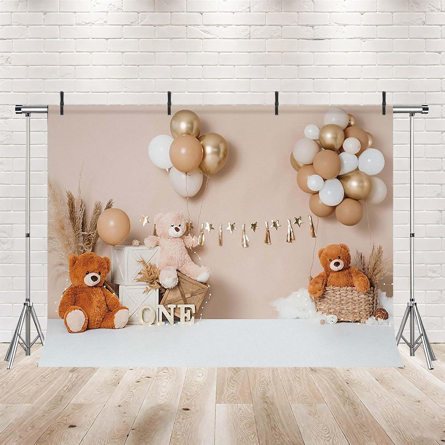 Thumbnail 1 de MEHOFOND 7x5ft Bohemian 1st Birthday Boy Photography Background (fabric, no stand)