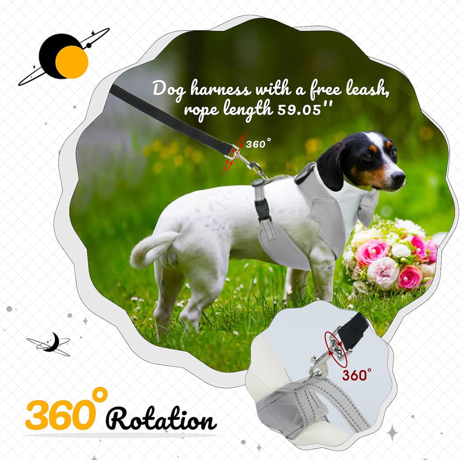 Detalle de OUOBOB Tuxedo Dog Harness: Formal Bow Tie Vest with No-Pull Leash for Small to Medium Dogs