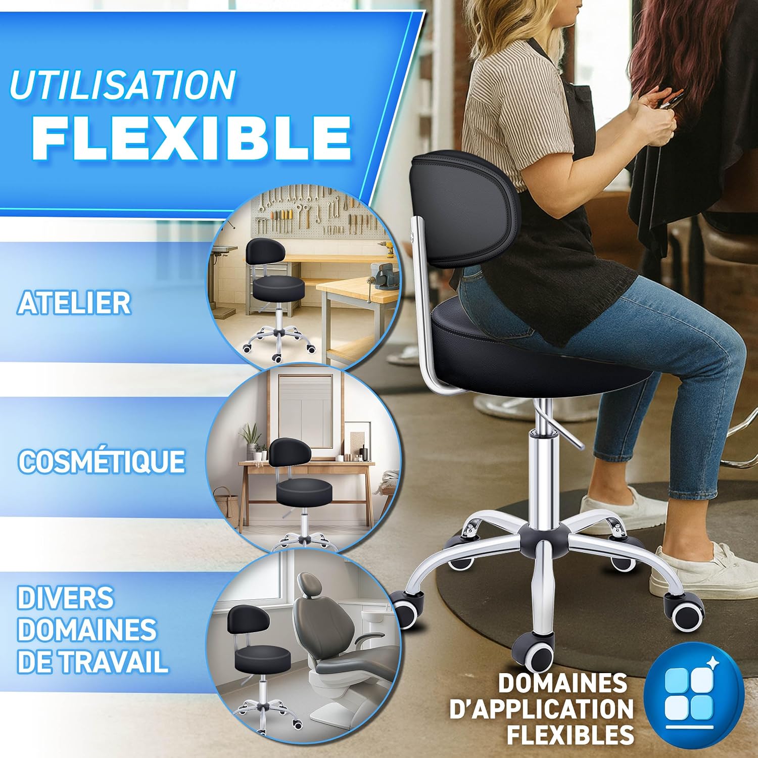 Detalle 1 de TRESKO Tabouret de travail 47–60 cm