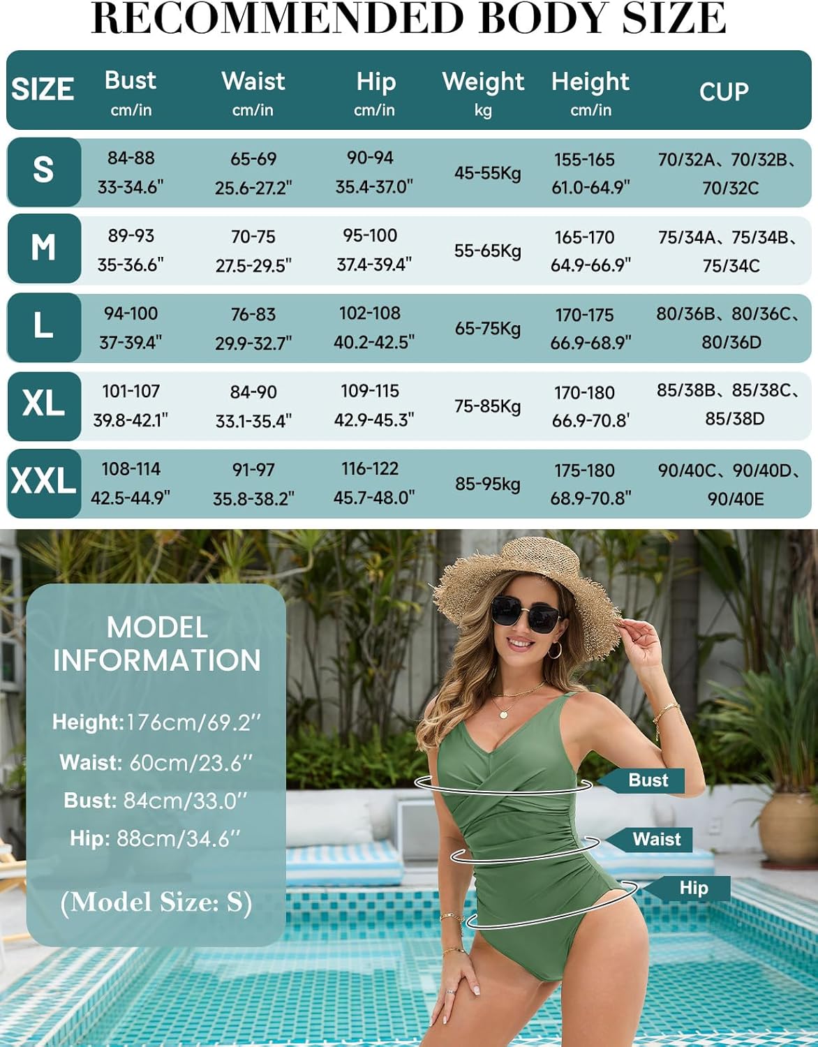 Thumbnail 6 de UMIPUBO women’s tummy control one-piece swimsuit with padded push-up, ruched v-neck cross design (plus size)