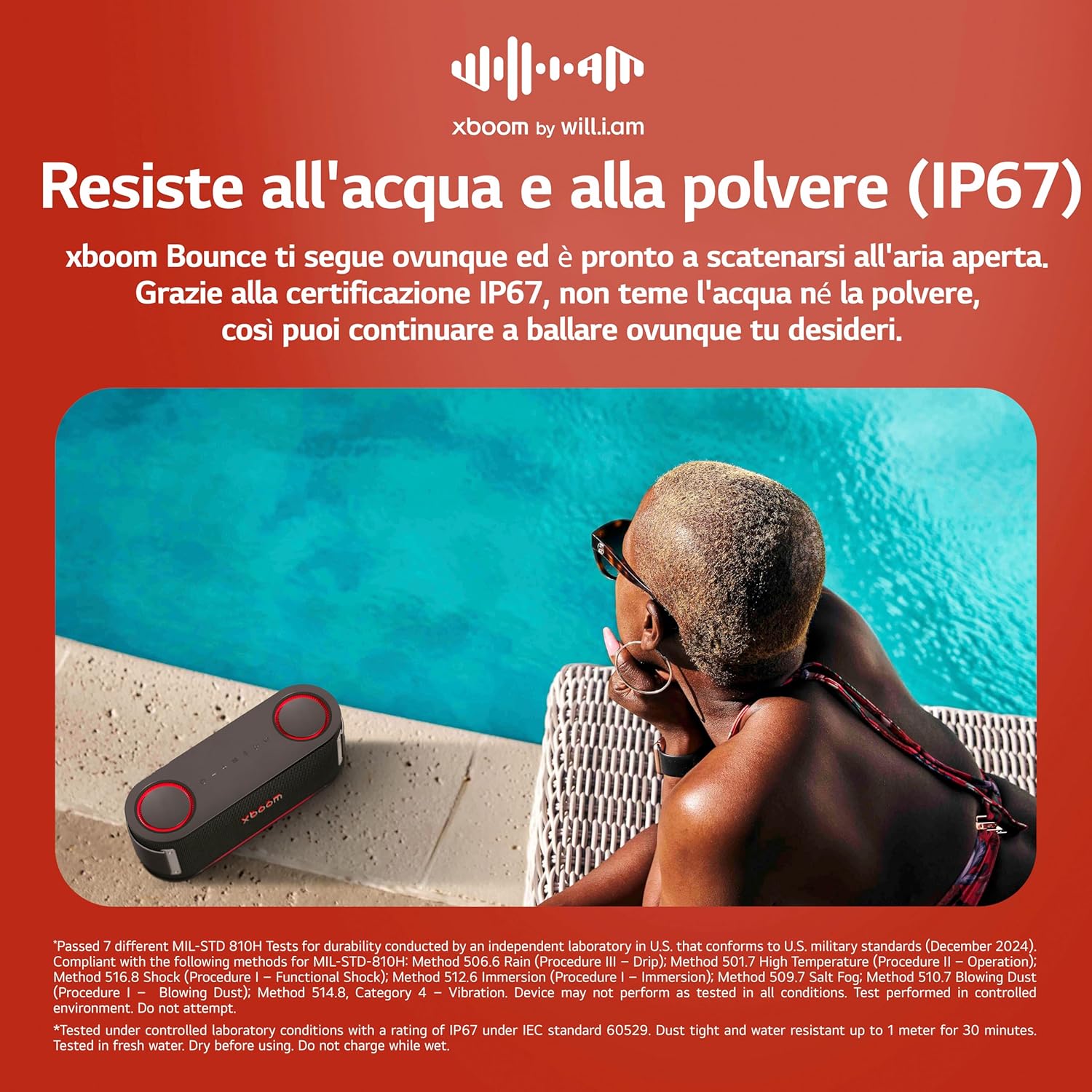 Thumbnail 4 de LG xboom Bounce speaker Bluetooth portatile impermeabile e antipolvere IP67 con autonomia fino a 30h