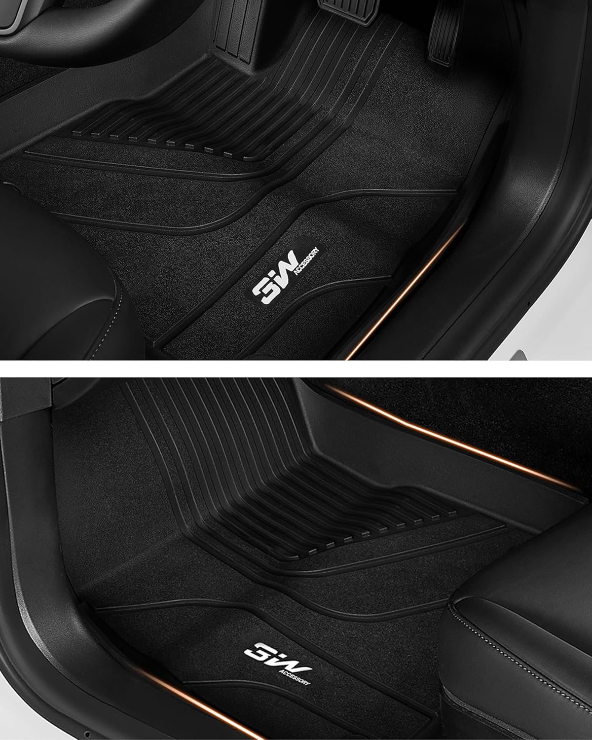 Detalle de 3W Floor Mats & Boot Liner for Tesla Model Y (2021–2024) by Thorex — All Weather, Pet-Friendly, Easy-Clean