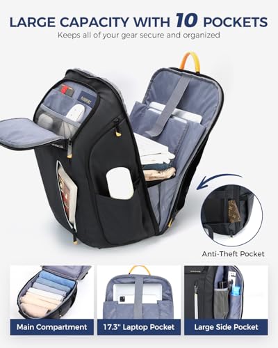 Detalle de Ponhog Mochila Portátil 17,3” 30L: Anti-robo, impermeable 900D para viaje y trabajo