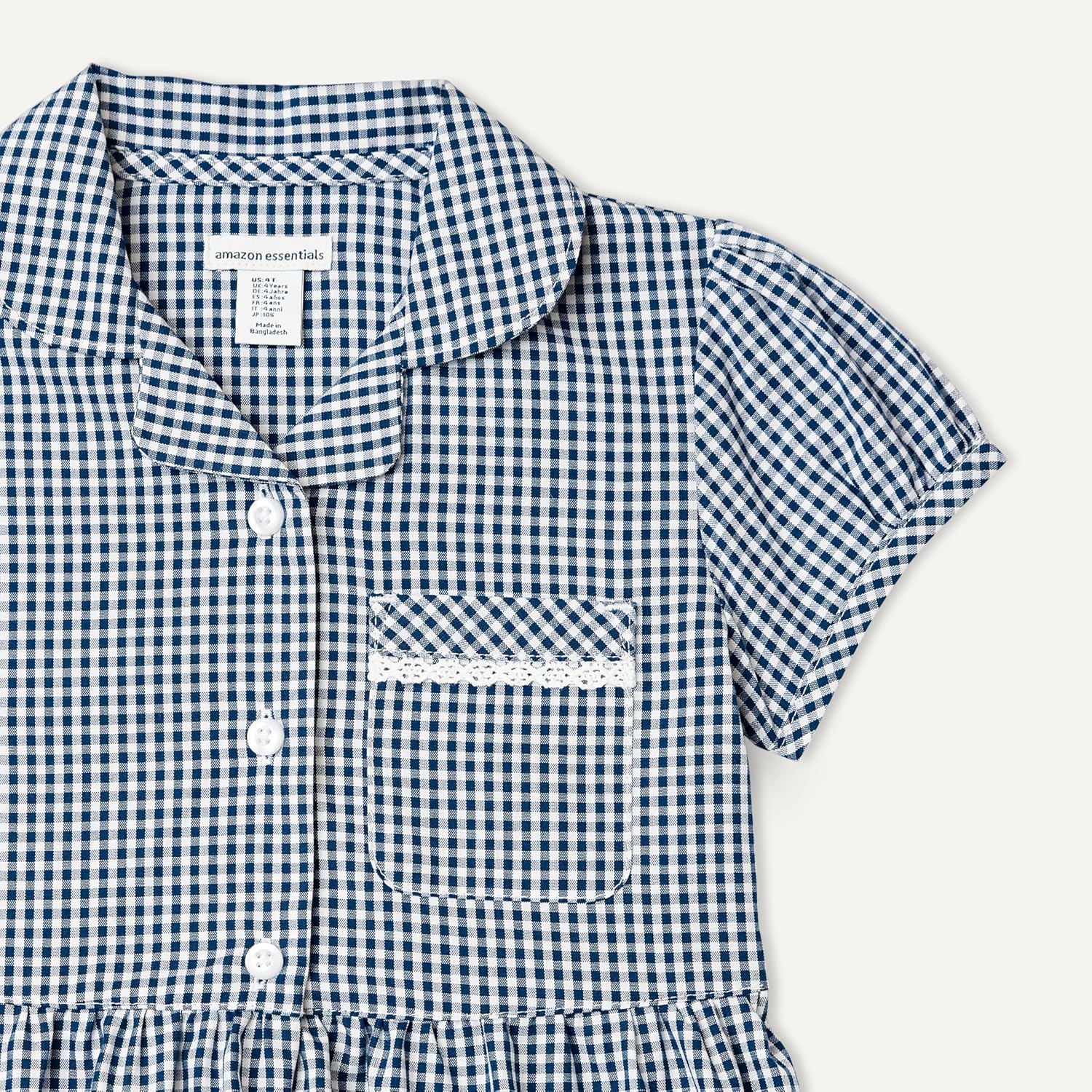 Detalle de Amazon Essentials Girls' Gingham School Uniform Dress, Pack of 2