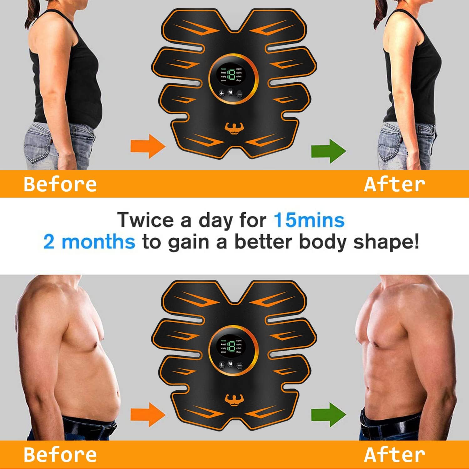 Detalle de Queath Abs Trainer EMS-spierstimulator voor buik, armen en benen, 8 modi