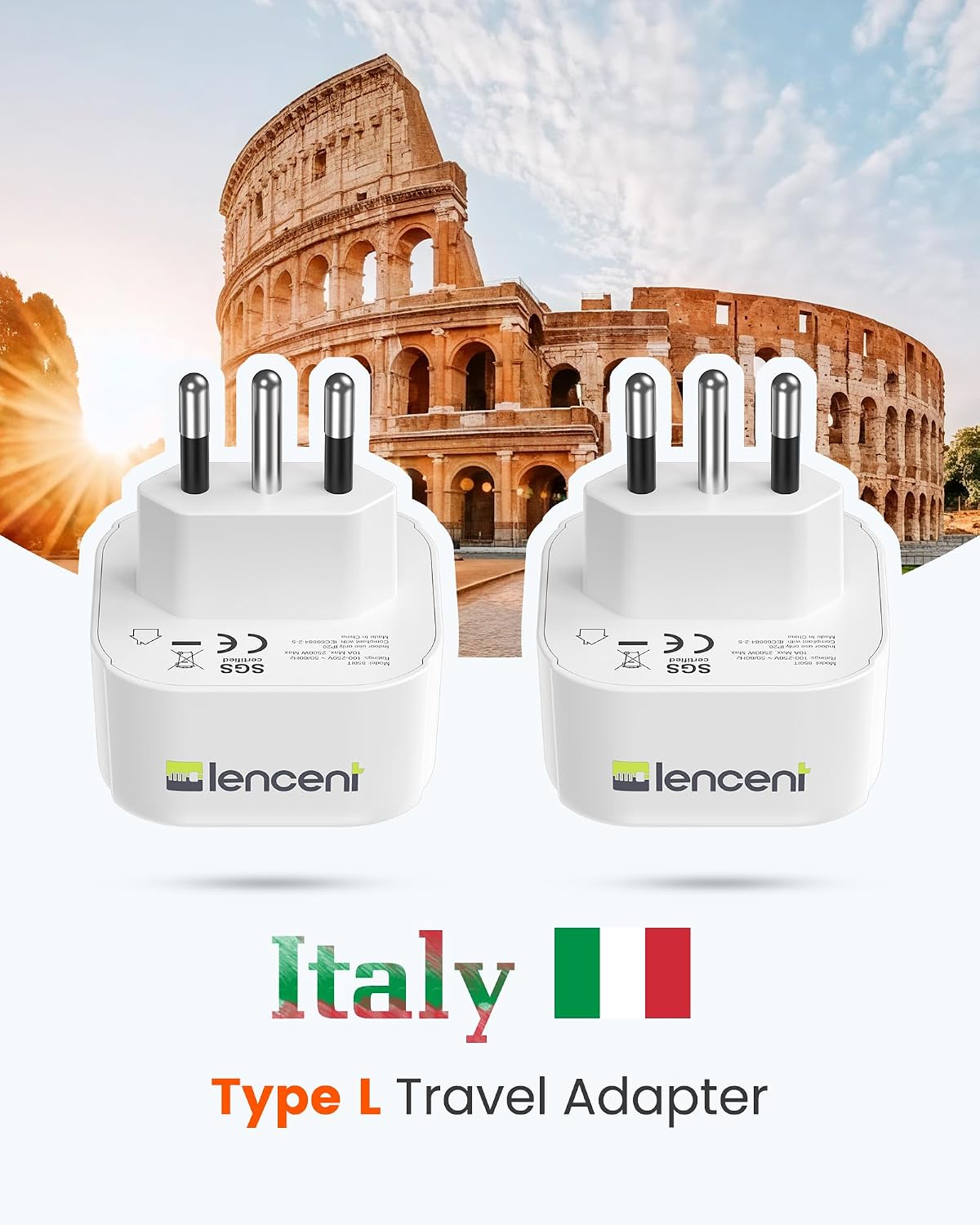 Thumbnail 2 de LENCENT 2x Adaptateur Italie 2→3 🔌