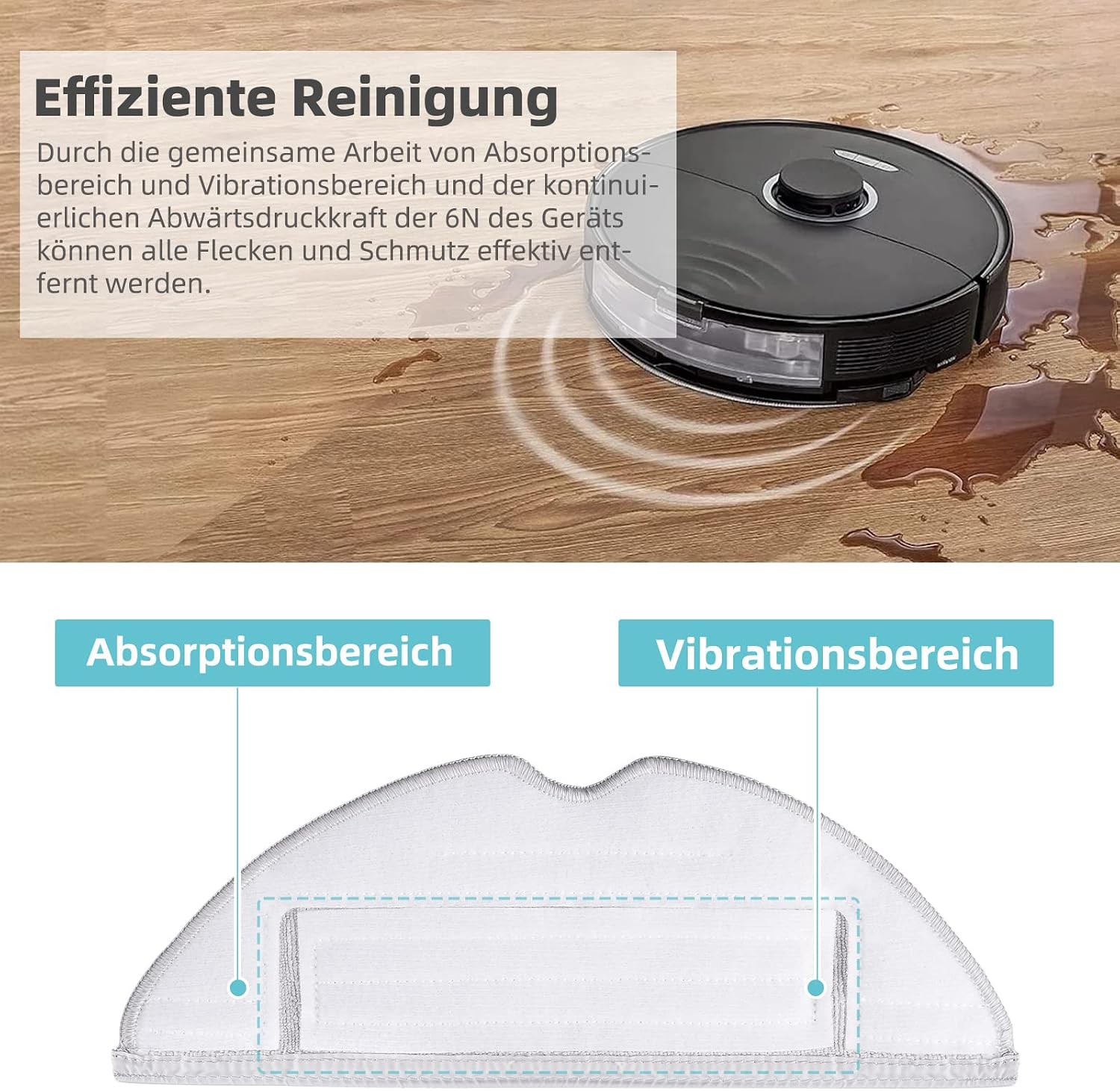Detalle 1 de Alloytool mikrofibermoppdukar för Roborock S8/S7, 8 st, ljusgrå