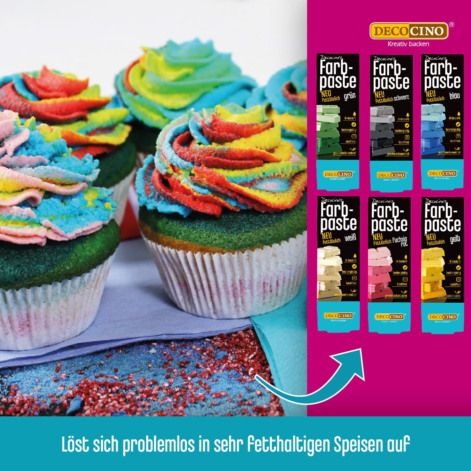 Detalle de Decocino Farbpaste 6×15 g Backen 🍰