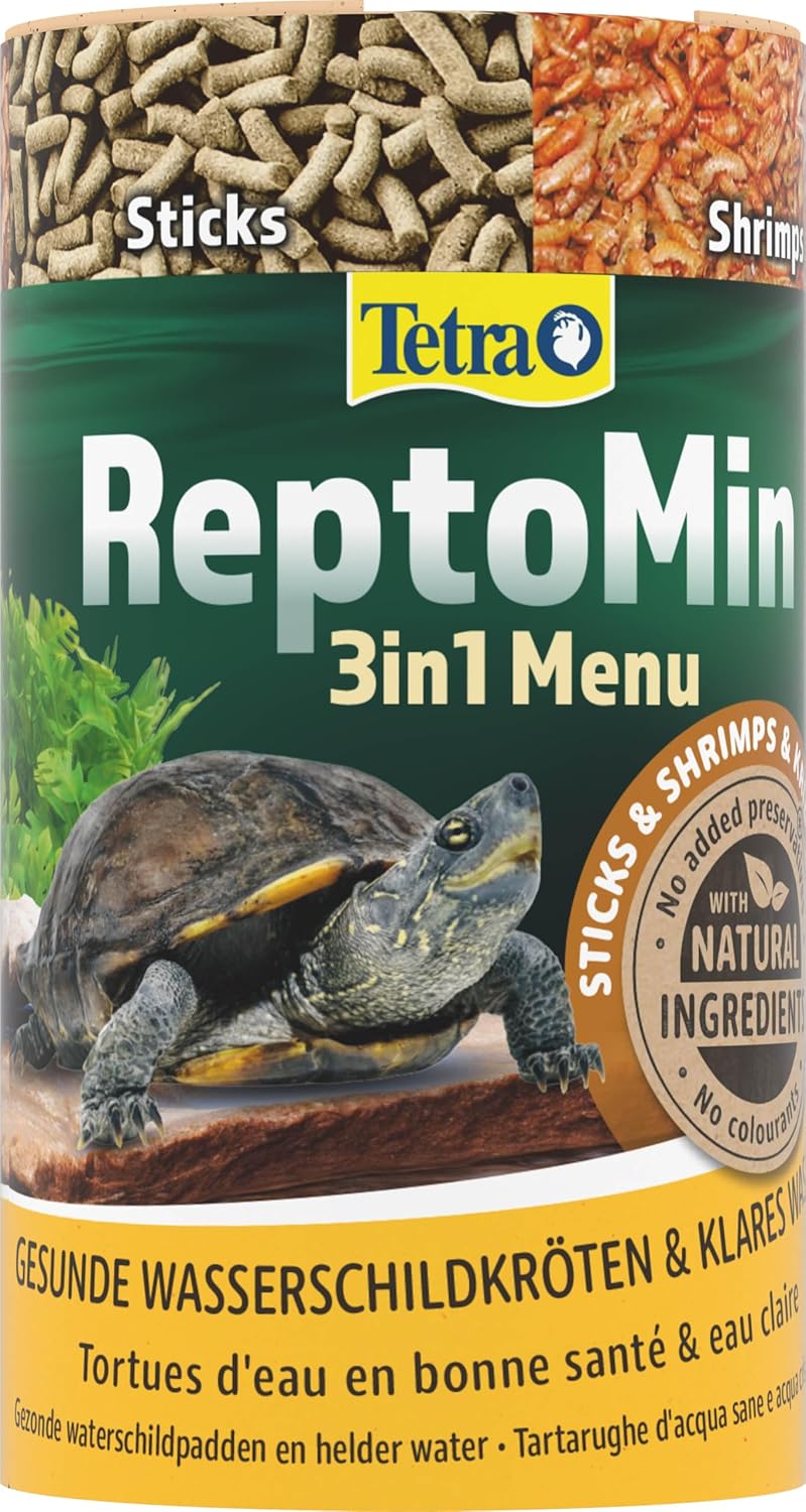 Tetra ReptoMin Menu Schildkröten-Futter 3in1 – abwechslungsreiches Futter für Wasserschildkröten, 250 ml Dose