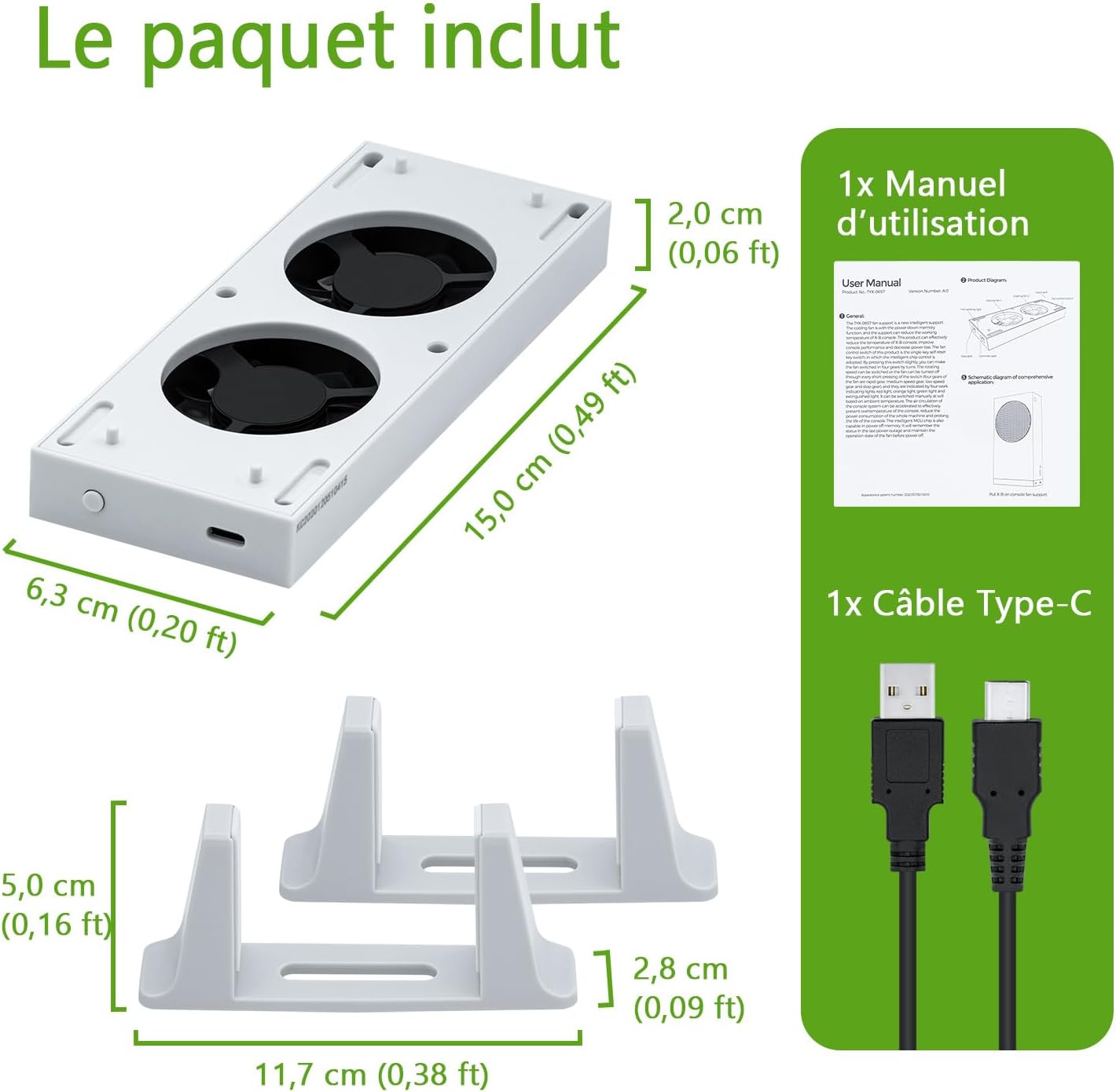 Thumbnail 5 de Station d’accueil verticale Mcbazel avec support de refroidissement et LED pour Xbox Series S (2 ports USB)